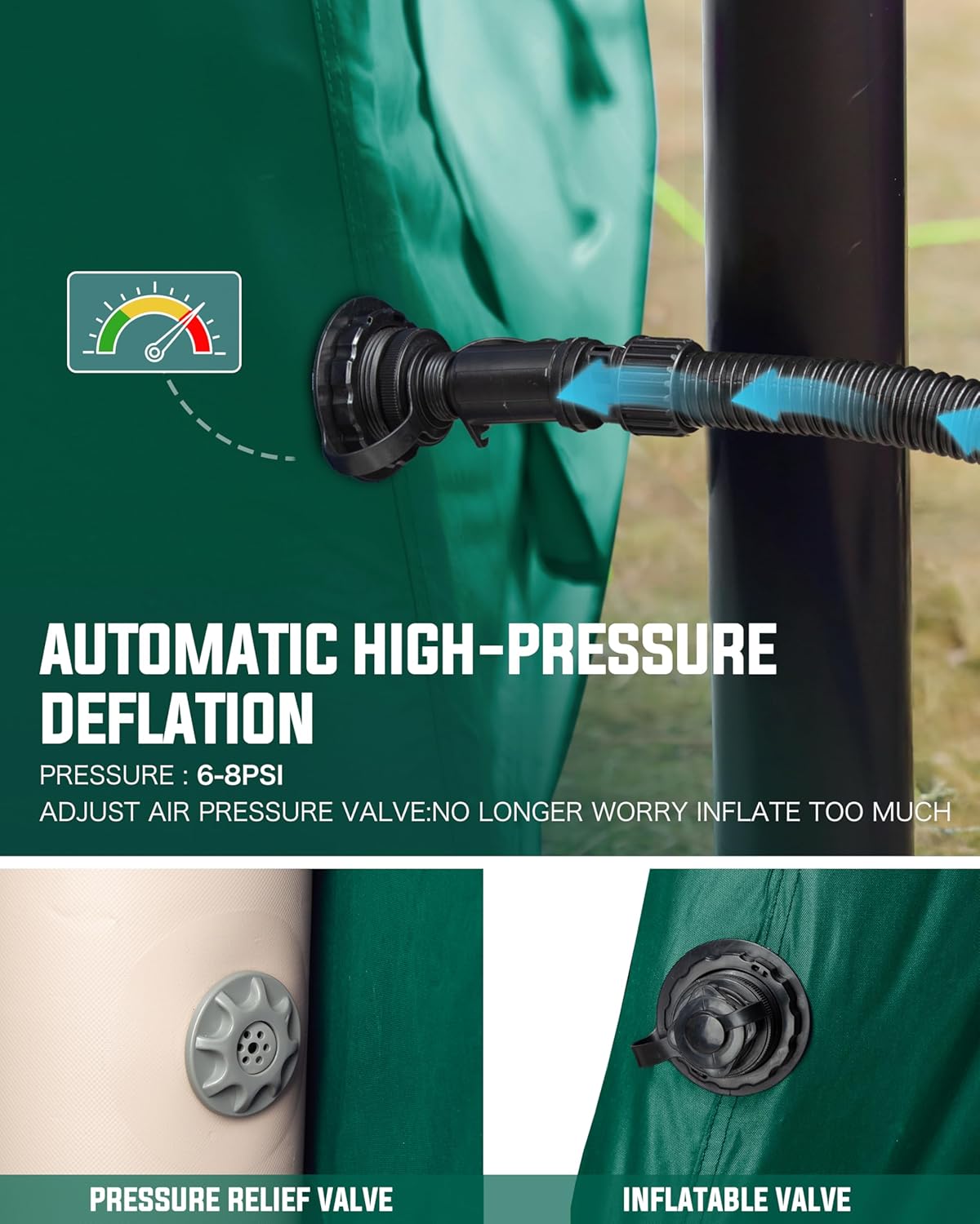 14.1'x6.5'x9' Inflatable Tents for Camping, Portable 6/8/10 Person Blow Up Air Tent, Waterproof Windproof Easy Setup Large Family Tent with 2 Doors, 6 Windows, Mosquito Screen