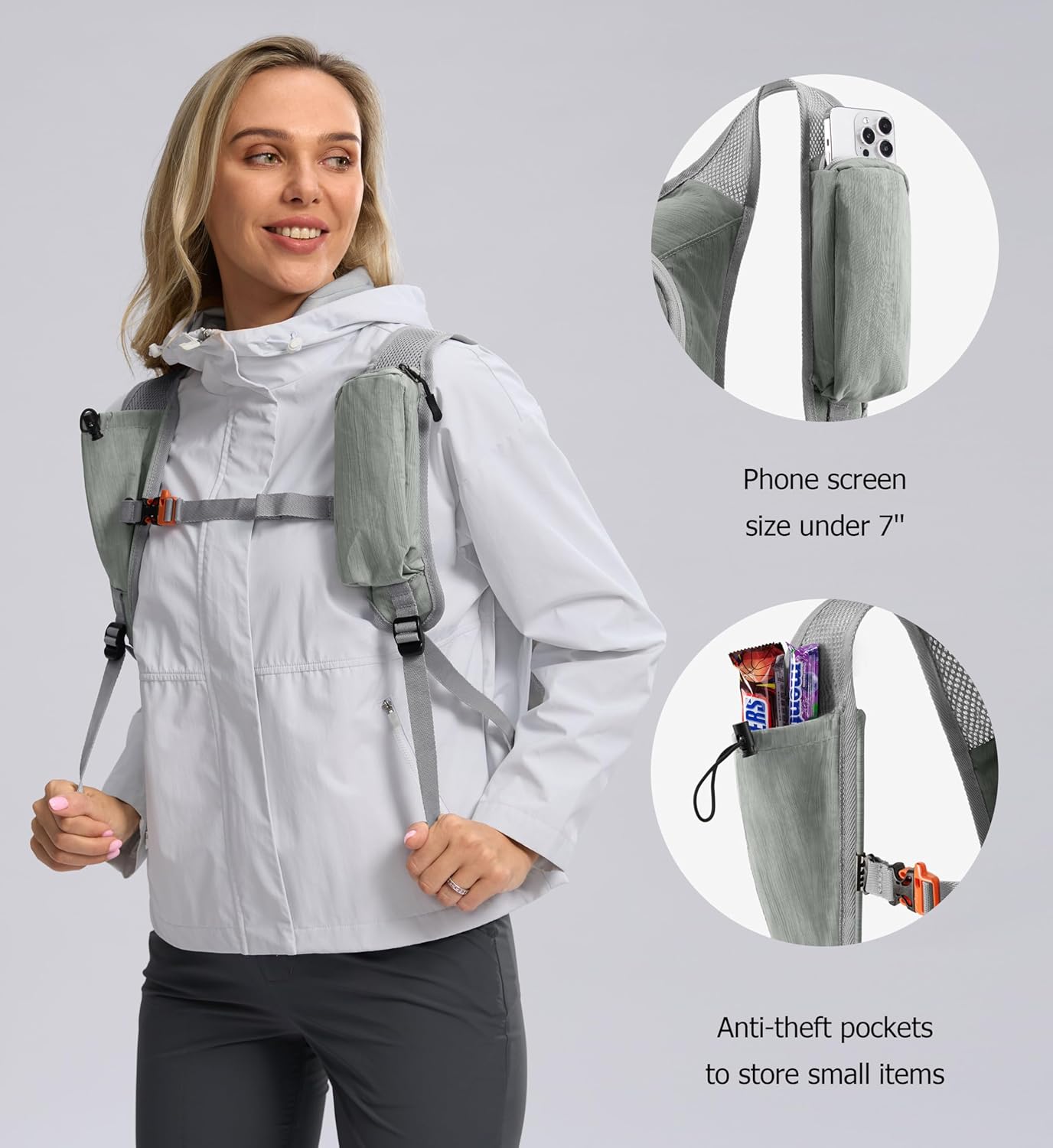 10L Small Hiking Backpack Travel Daypack Lightweight Packable Back Pack for Women Men(Light Grey)