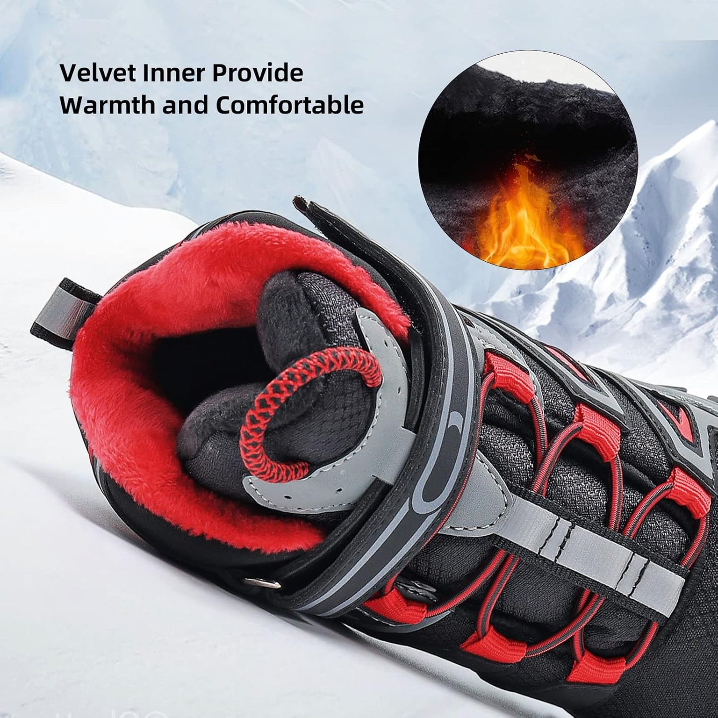 JMFCHI Kids Hiking Boots Boys Girls Outdoor Walking Climbing Sneaker Comfortable Non-slip Snow Shoes Hiker Boot Antiskid Steel Buckle Sole