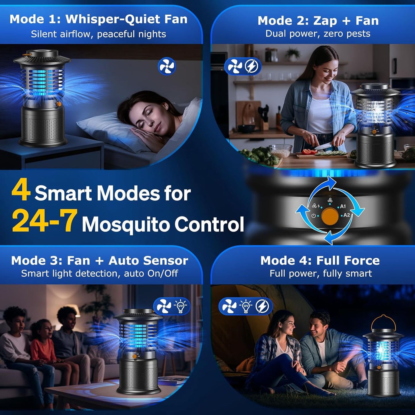 2-in-1 Bug Zapper Outdoor with Fan Suction, Effective Mosquito Trap & Insect Zapper, 10000mAh Rechargeable Fly Zappers for Indoor & Outdoor, IPX5 Waterproof