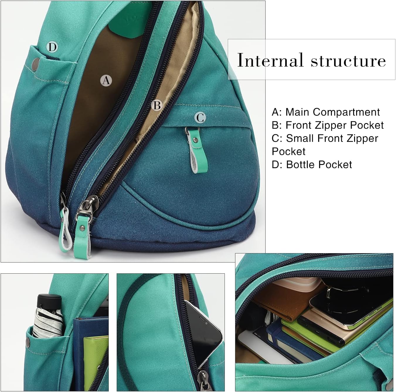 KL928 Canvas Sling Bag - Small Crossbody Backpack Shoulder Casual Daypack Rucksack for Men Women(Large Version)