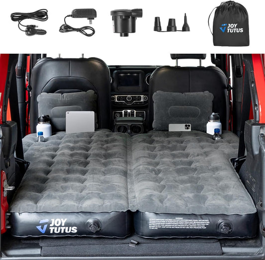 JOYTUTUS SUV Air Mattress for Camping w/Air Pump Compatible with Wrangler JL 4X4, Comfort SUV Inflation Mattress w/2 Pillows for 2018-2026 Wrangler JL 4 Door (Don't for 4XE) - Dark Grey