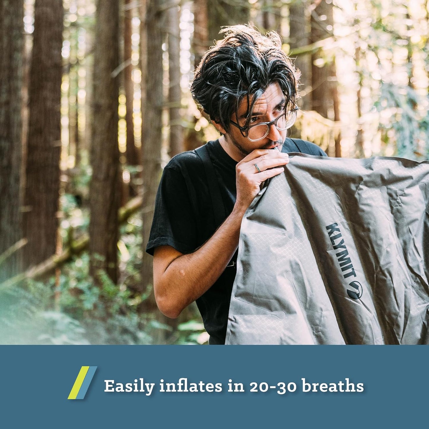 Klymit Static V Luxe Sleeping Pad, Lightweight Lofted Camping Air Mattress for Tents and Cars with Body Mapping Tech, 3 In Thick Grey