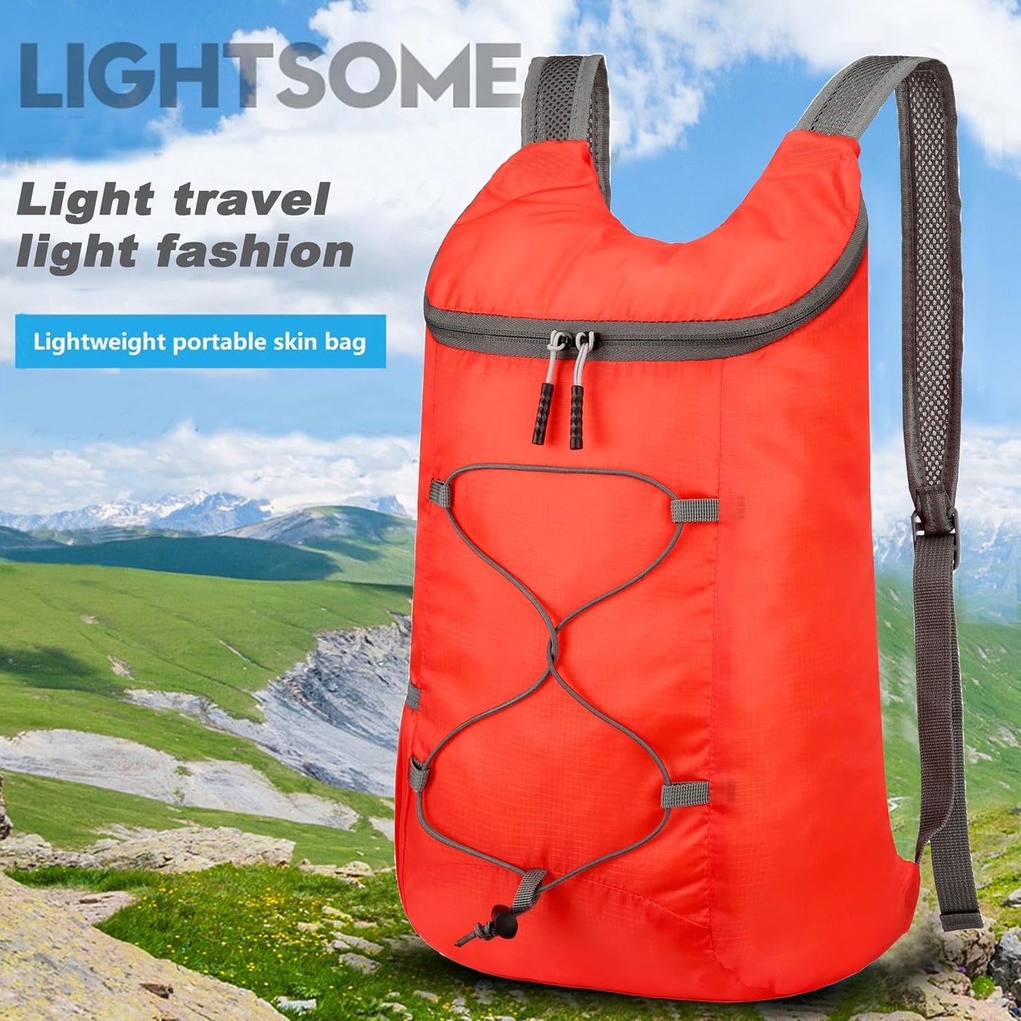 16L Lightweight Foldable Hiking-Backpack Small Packable-Daypack For Travel,Ultralight Water-Resistant Gym Bag Men Women Easy Carry-on (Red)