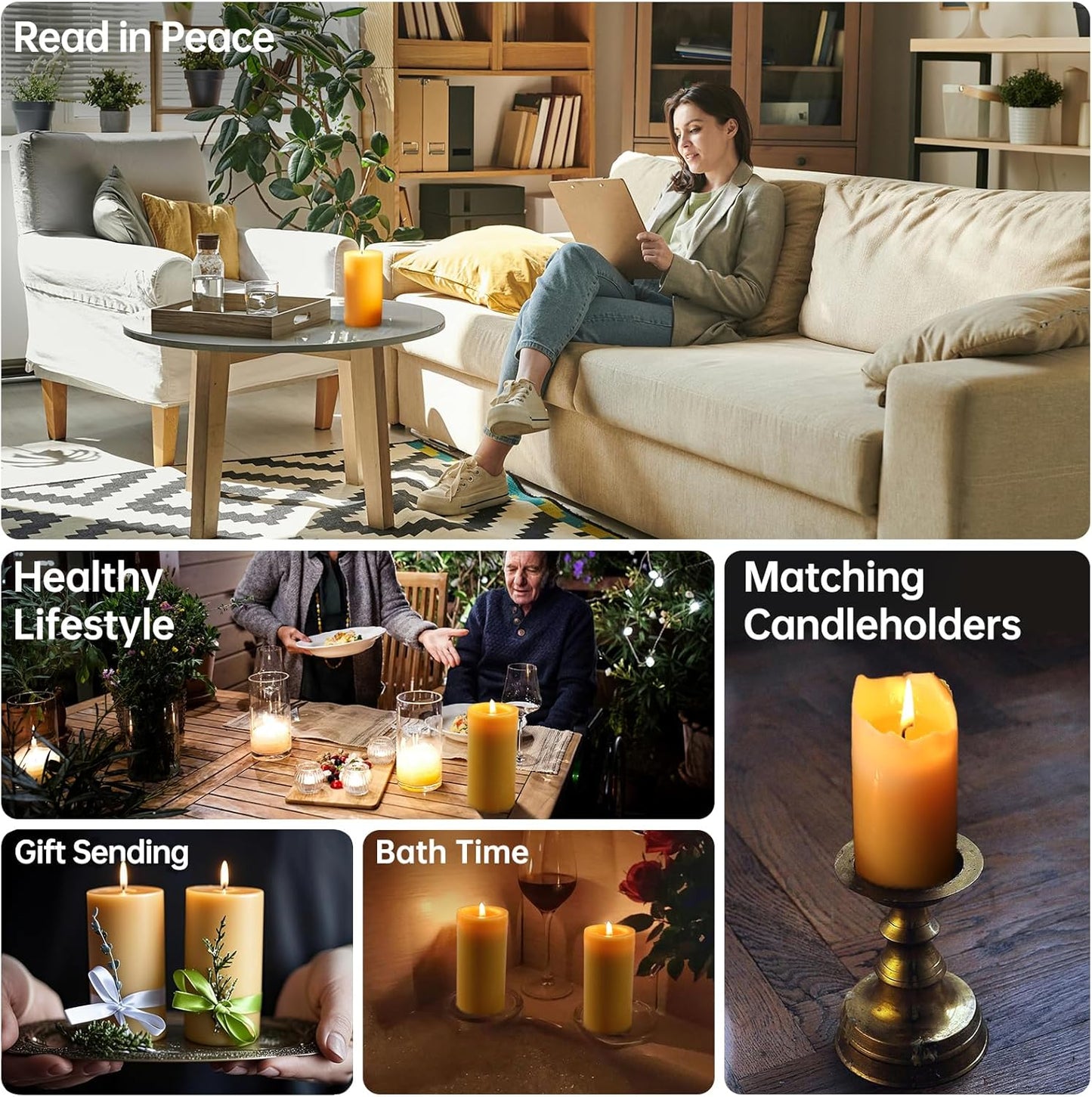 10 Packs Natural Beeswax Candles, 100% Pure Beeswax Pillar Candles for Emergency Prayer Home Decor, Bees Wax Candle for Relax, Smokeless & Dripless [2x4 inch]