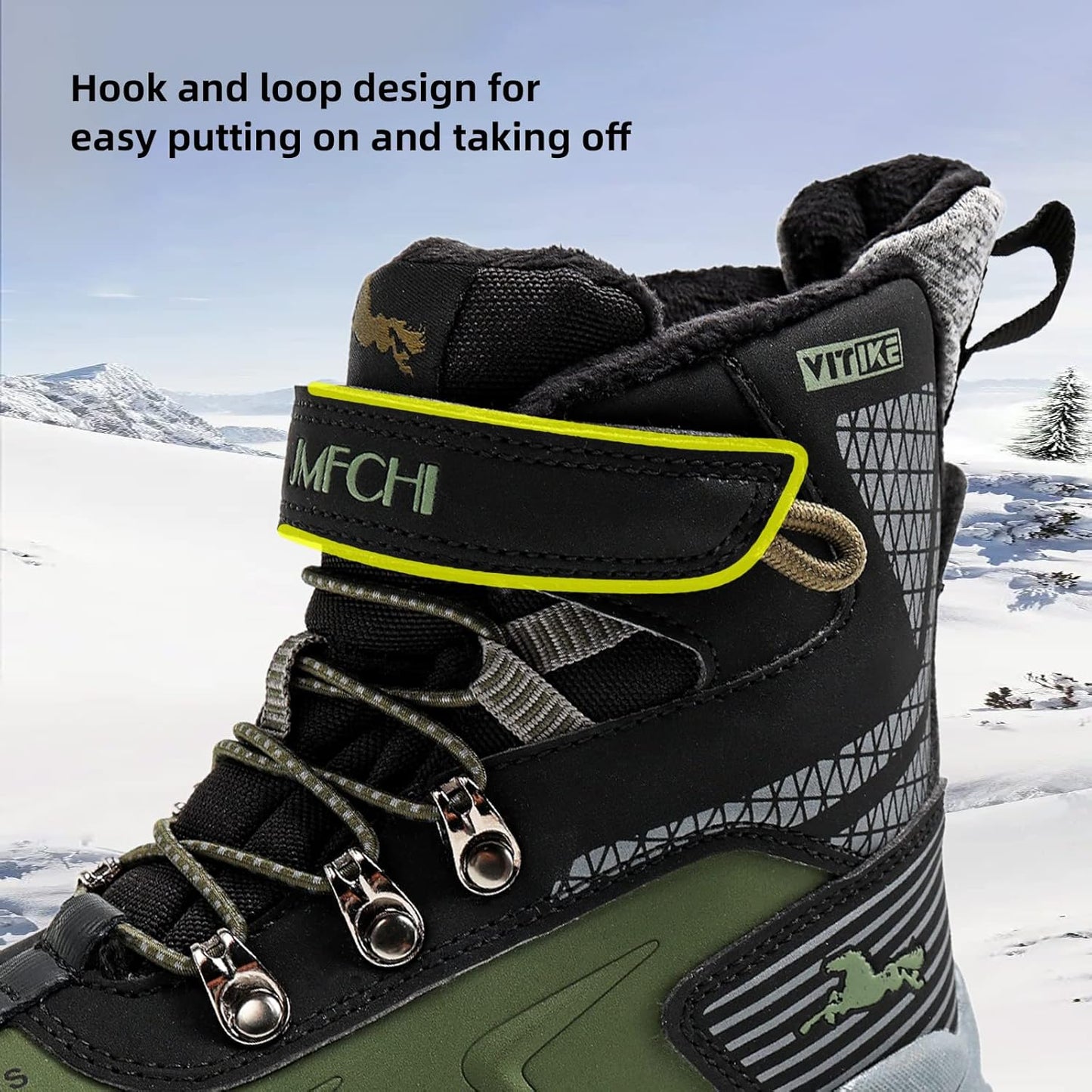 JMFCHI Kids Hiking Boots Boys Girls Outdoor Walking Climbing Sneaker Comfortable Non-slip Snow Shoes Hiker Boot Antiskid Steel Buckle Sole
