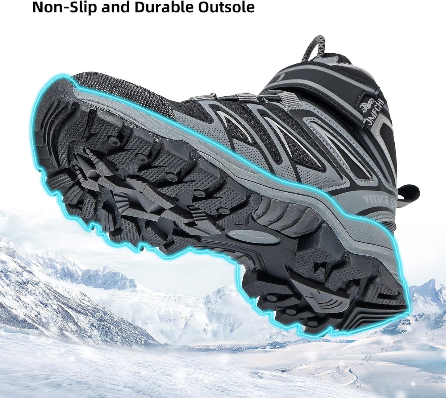 JMFCHI Kids Hiking Boots Boys Girls Outdoor Walking Climbing Sneaker Comfortable Non-slip Snow Shoes Hiker Boot Antiskid Steel Buckle Sole