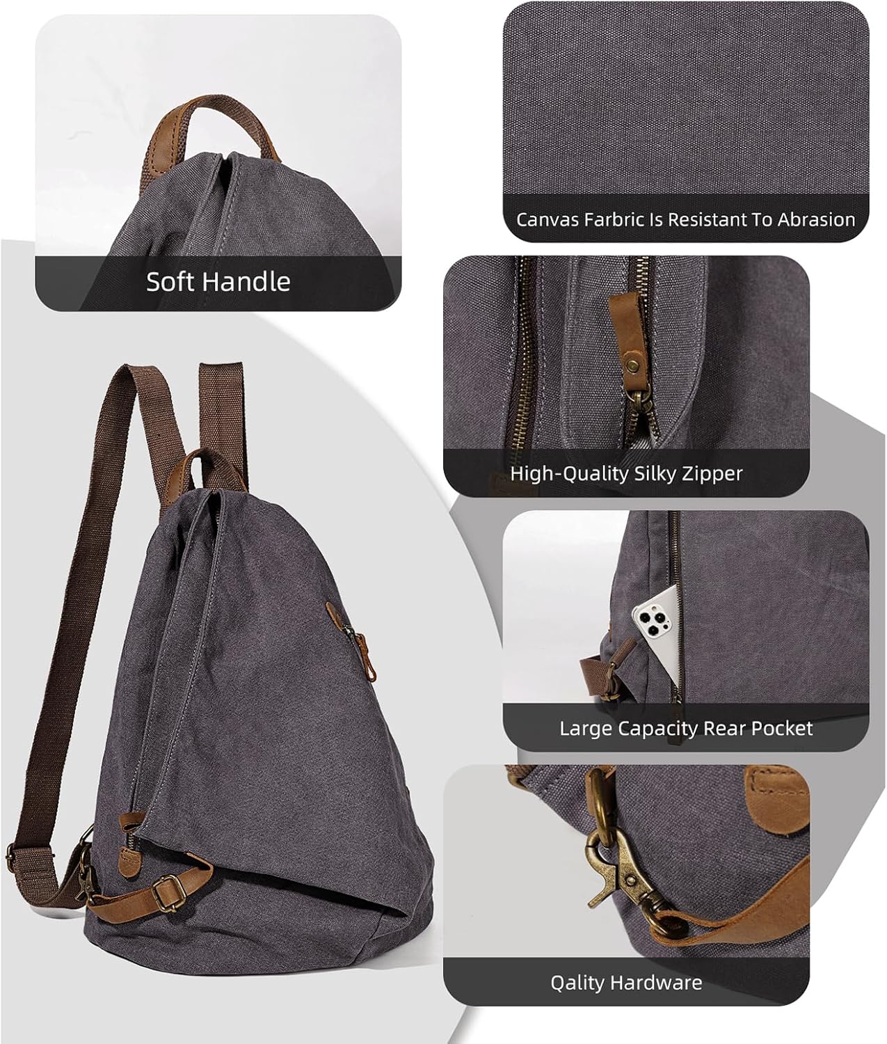 KL928 Canvas Vintage Backpack – Large Casual Daypack Outdoor Travel Rucksack Hiking Backpacks for Men Women