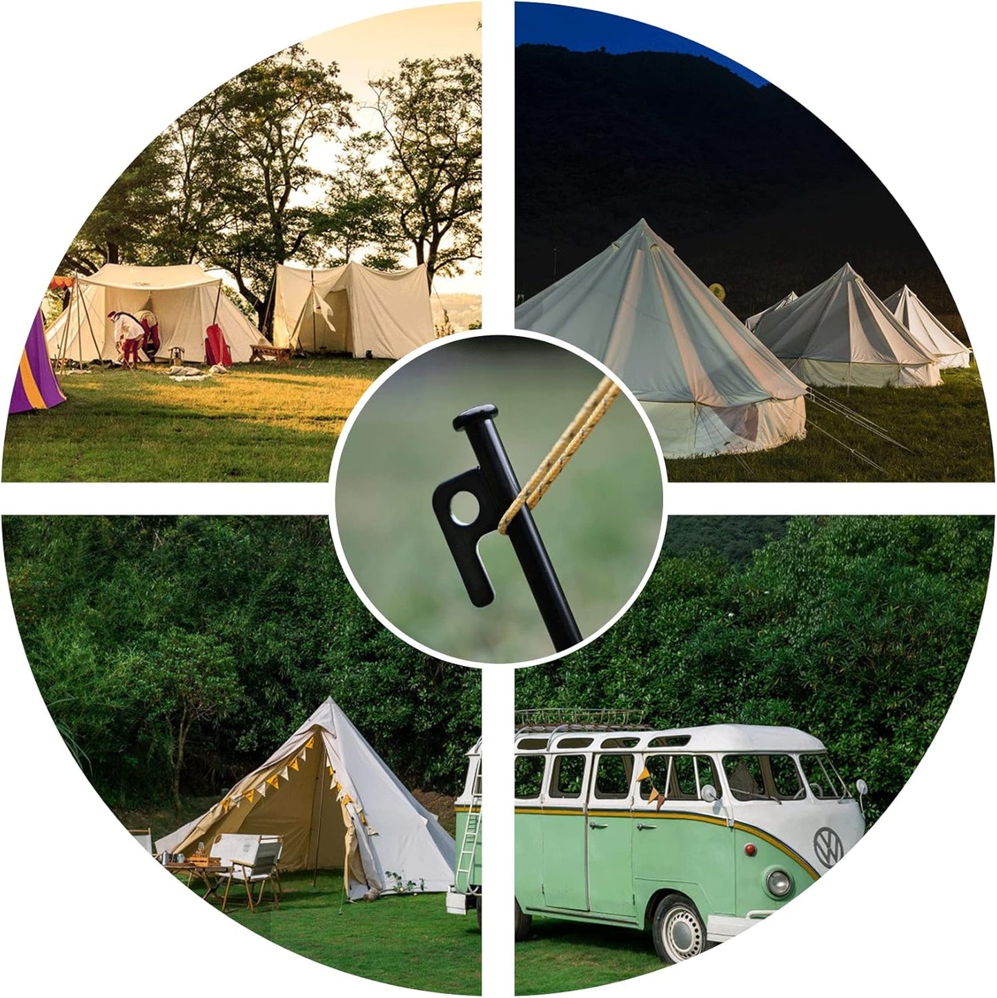 12 Pack Tent Stakes Heavy Duty Metal Tent Pegs for Camping Steel Tent Stakes 16 inch Unbreakable and Inflexible