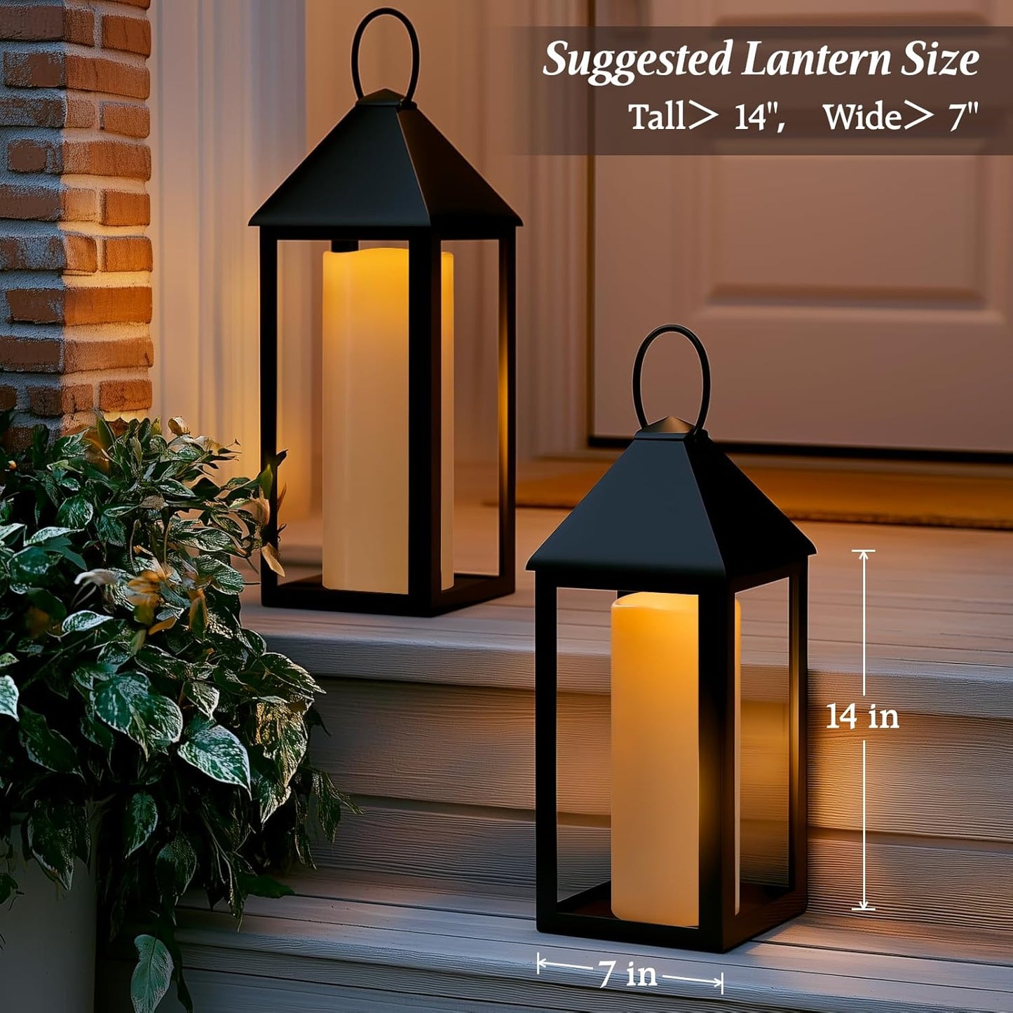 12" x 5" Waterproof Extra Large Outdoor Flameless Candles Battery Operated LED Flickering Pillar Candles with Remote for Indoor Outdoor Lanterns, Long Lasting, Ivory White Large, Set of 2
