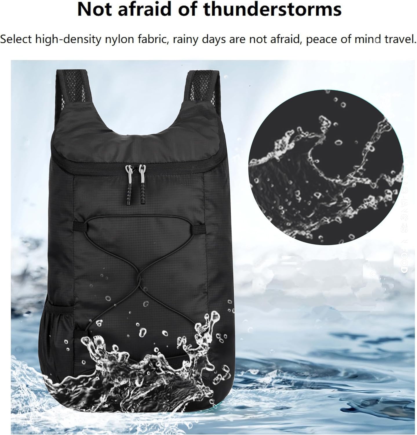 16L Lightweight Foldable Hiking-Backpack Small Packable-Daypack For Travel,Ultralight Water-Resistant Gym Bag Men Women Easy Carry-on (Black)