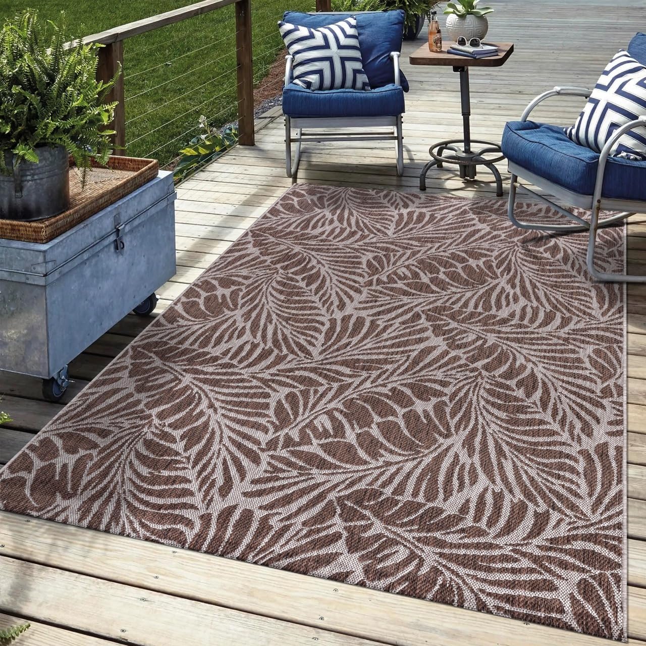 Keen Home Design Terrace Outdoor Throw Rug - 3x5 Washable Indoor/Outdoor Rug for Patio, Kitchen, Balcony, Beach, Garden, Deck and Porch, Size: 3'x5'