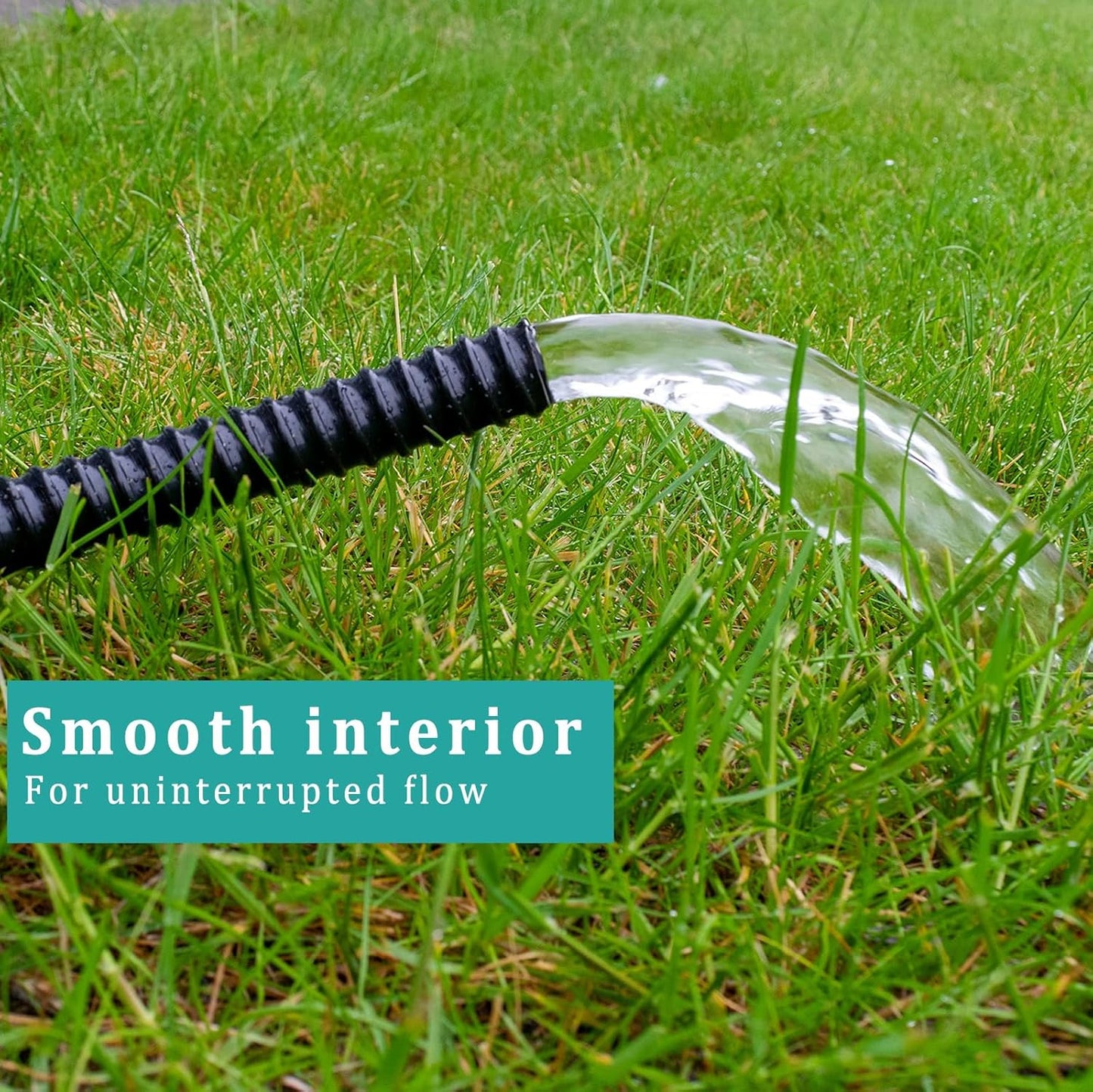 1/2' 10ft Black Corrugated Flexible Reinforced PVC Pond Tube Sump Pump Hose, Non-toxic & Kinkproof (10 ft, 1/2" ID)