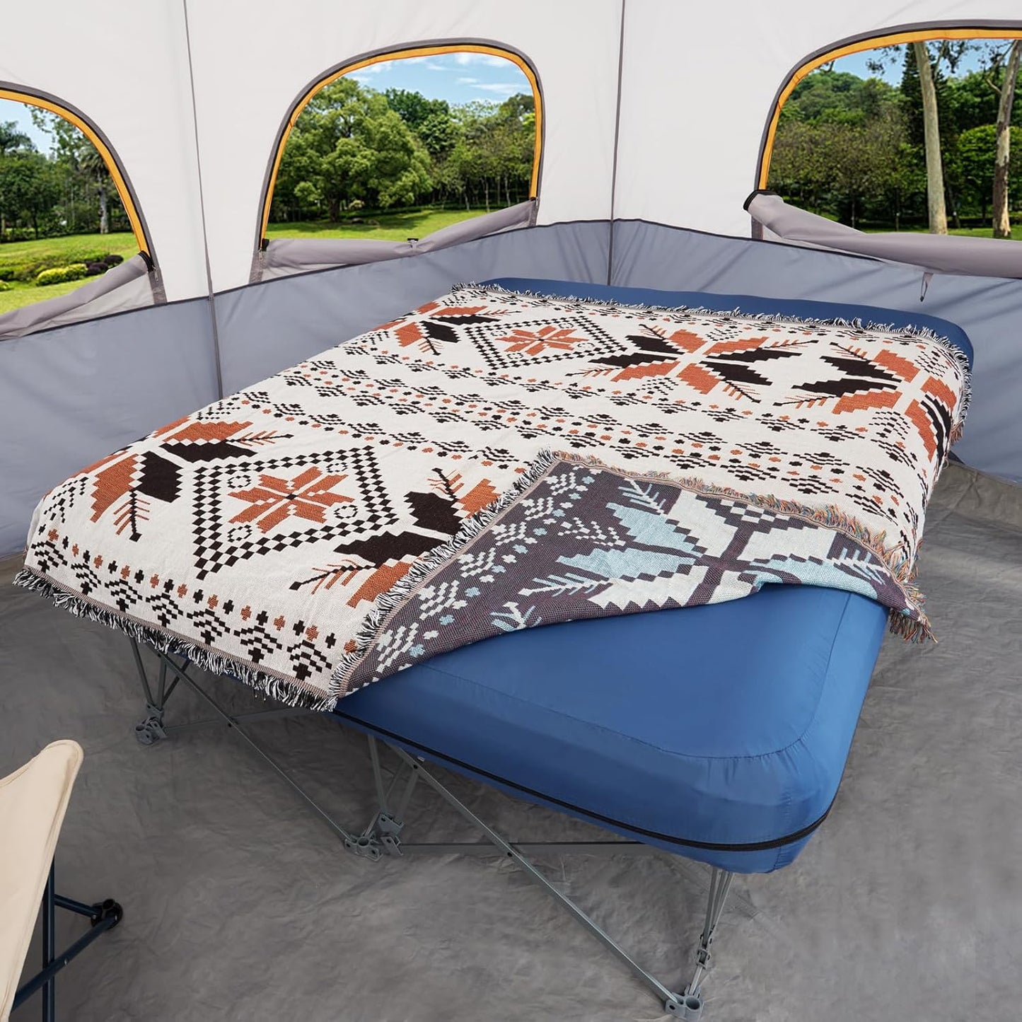 KAMPKEEPER Camping Cot,Camping Cots for Adults,Folding Camping Cot with Inflatable Air Mattress and Carry Bag,for Outdoor Travel Camp Beach Vacation (not Included The Airpump)