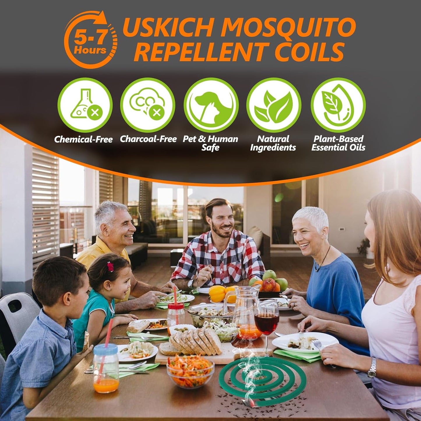 Mosquito Repellent Coils -Mosquito Repellent Outdoor Patio Fresh Scent,Use Reaches Up to 10 feet, Each Mosquito Coils Burns for 5-7 Hours (Contains 40 coils & 4 Stands)