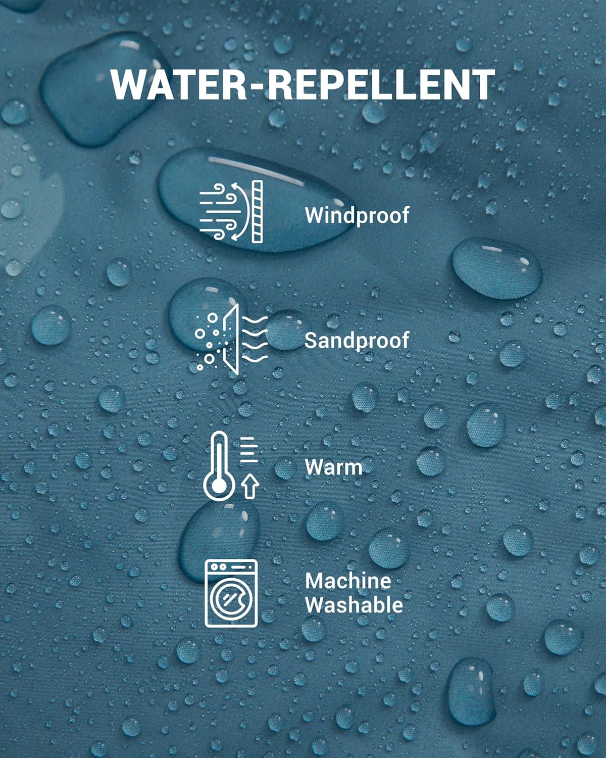 KingCamp Large Camping Blanket with Sherpa Lining, Packable Down Alternative Puffy Printed Wearable Blanket with Snap Buttons, Warm Weatherproof Quilt for Outdoor Travel (79" L x 57" W, Cyan)