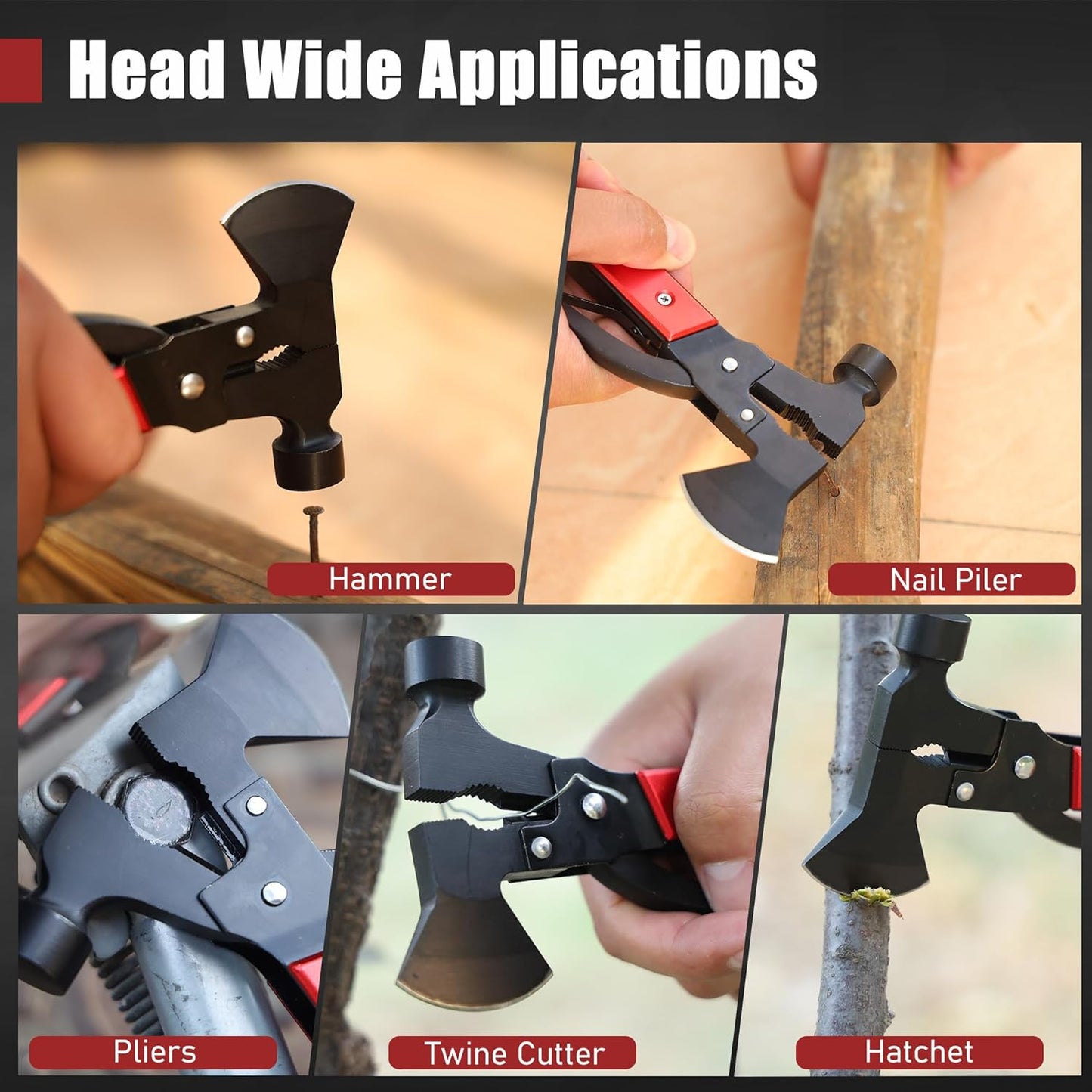 14-In-1 Multitool Camping Hammer - Survival Gear with Axe, Knife, Screwdriver, Pleirs, Saw, Bottle Opener and More -Portable Outdoor Tool Gift with Nylon Sheath for Men & Dad