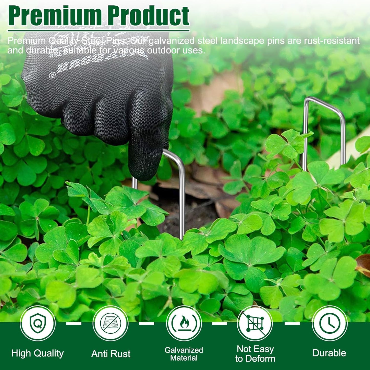 12 Inch 11 Gauge Galvanized Landscape Staples Stakes for Decoration, 25/100/200pcs Garden Metal Stakes for Weed Barrier Fabric, Fence Stakes, Tent Stakes (12in, 25pcs)