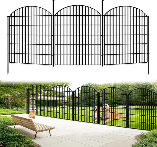 10 Panels No Dig Decorative Outdoor Garden Fence for Yard, 33in (H) x 22.31ft (L) Animal Barrier Fencing Rustproof Metal Panel Border for Dog, Rabbits Patio Camping Temporary Ground Stakes