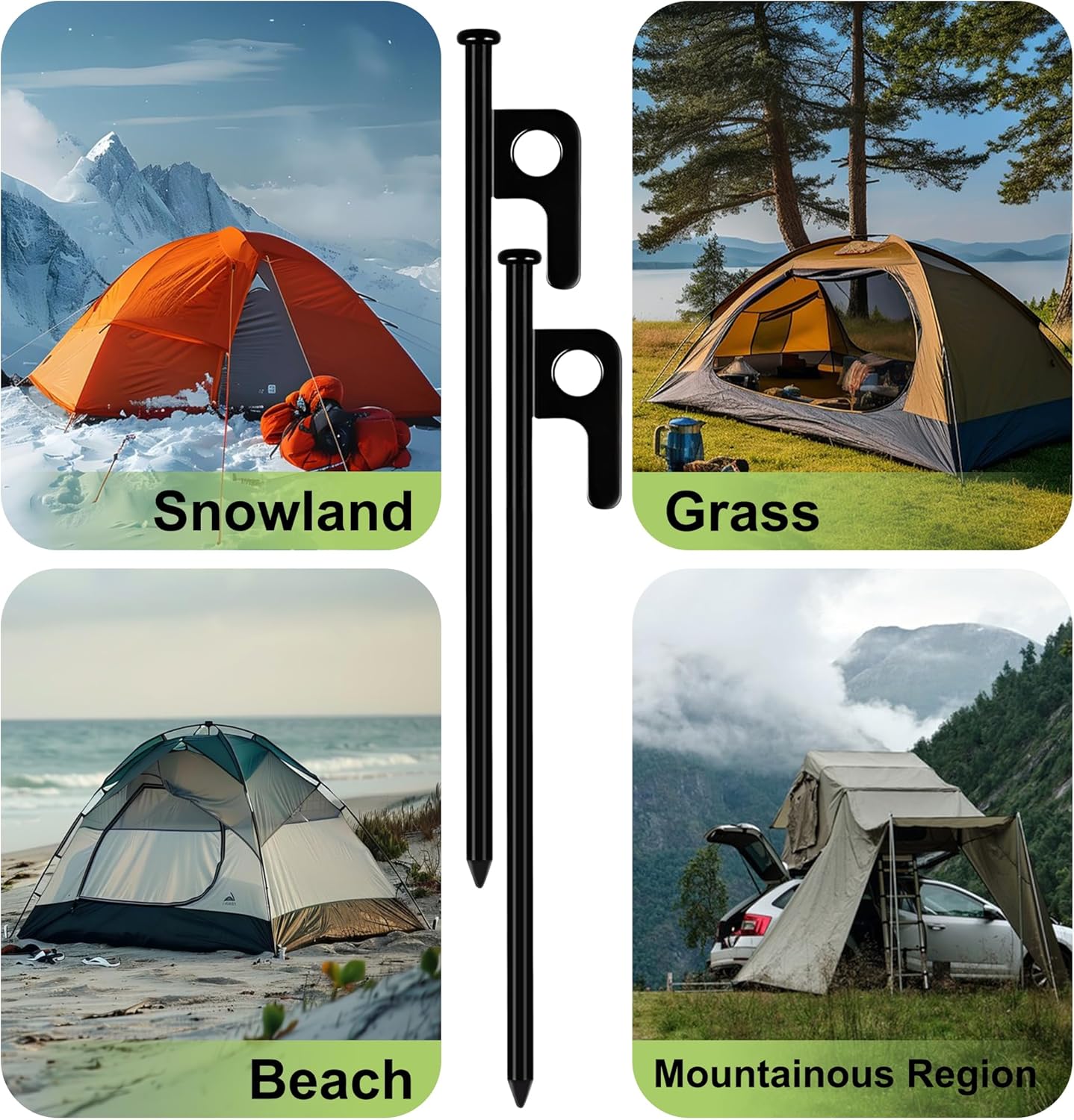 16 Pack Tent Stakes Heavy Duty Forged Steel Camping Stakes for Ground Outdoor Decorations Canopy