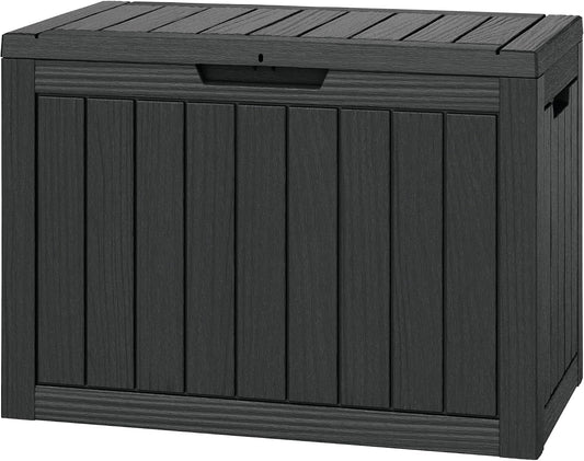 KAMABOKO 45 Gallon Outdoor Storage Box, All-Weather Deck Box for Patio Furniture, Package Deliveries, Garden Tools, Pool Supplies & Cushions, Black