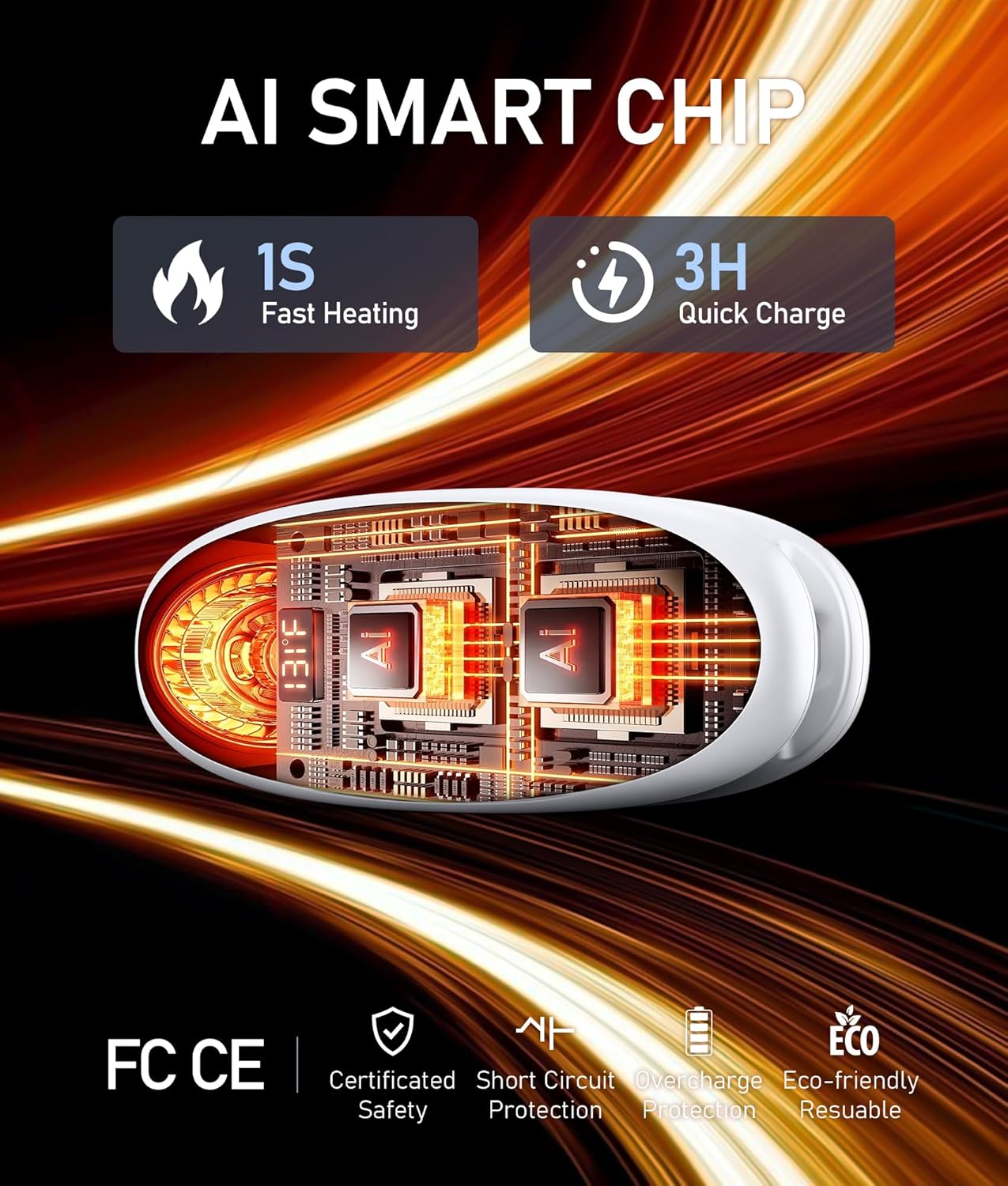 14000 mAh Hand Warmers Rechargeable 2 Pack, AI Hand Warmer with Charging Case Last 60H, 1S Fast Heat, Portable Electric Pocket Heater, Golf Hunting Camping Hiking