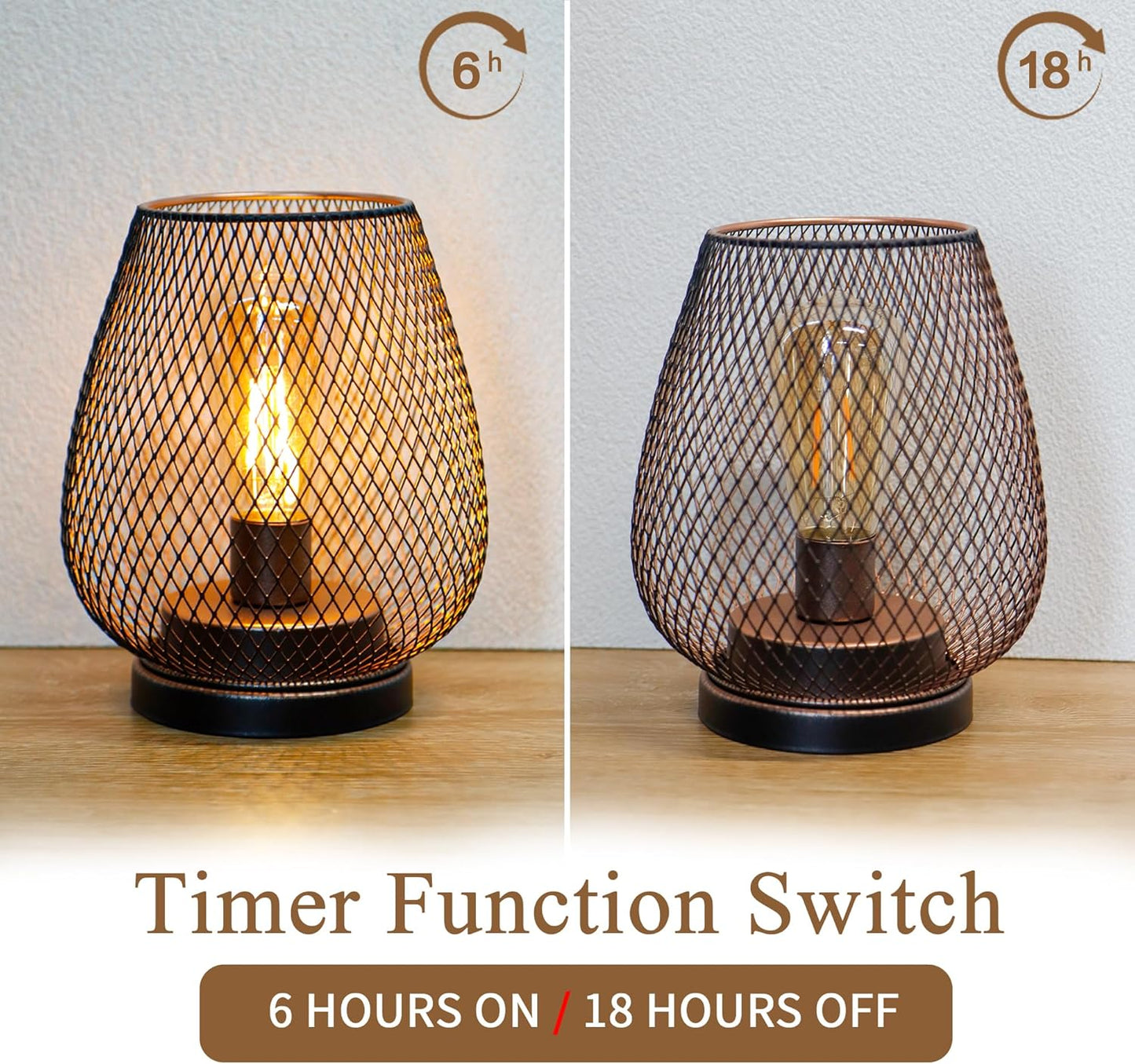 JHY DESIGN Set of 2 Metal Cage LED Lantern Battery Powered Cordless Accent Light with LED and 6-Hours Timer Great for Weddings Parties Patio Events for Indoors Outdoors