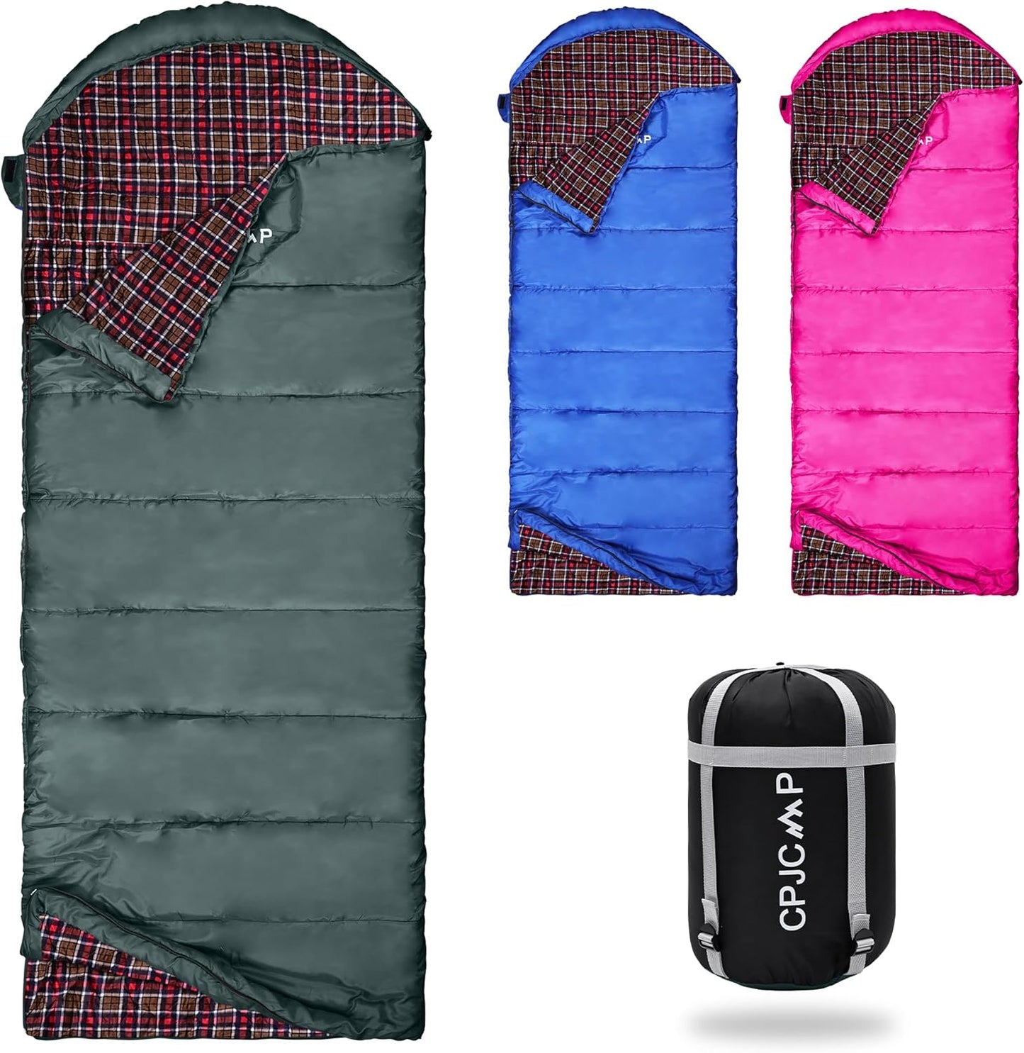 0 Degree Sleeping Bag for Cold Weather,100% Cotton Flannel XXL for Adults Big and Tall Cold Weather Winter Zero Degree Camping,Free Compression Sack