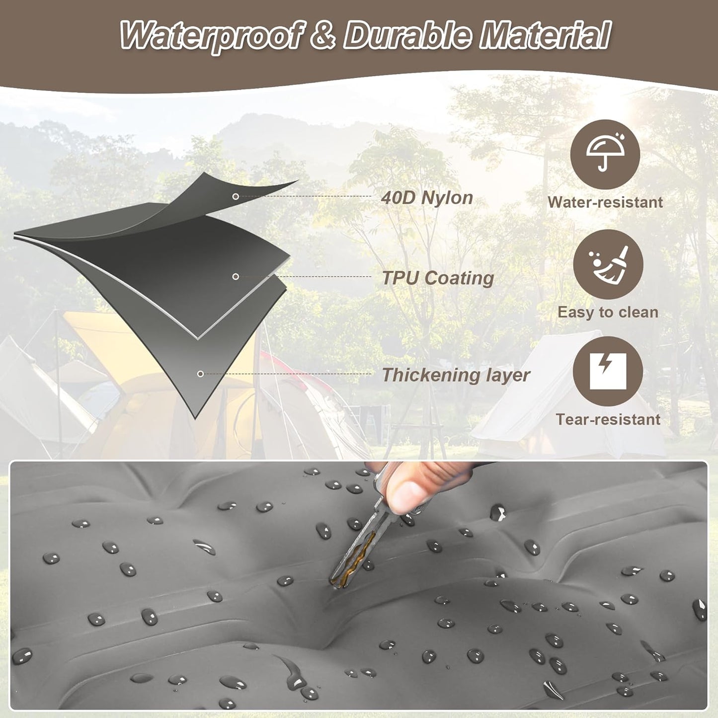 KASIMO Double Sleeping Pad for Camping,5" Ultra-Thick 1.4x2M for 2 Person with Pillow Built-in Foot Pump Inflatable Sleeping Mat for Backpacking, Hiking, Traveling, Tent, Portable Camping Mat