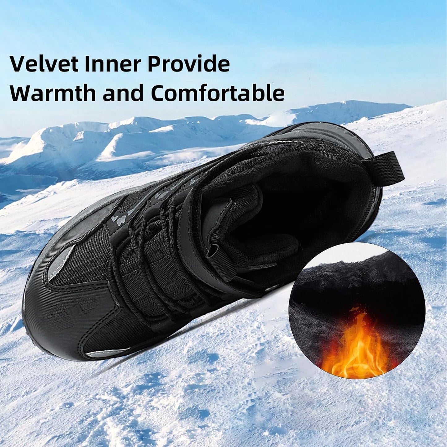 JMFCHI Kids Hiking Boots Boys Girls Outdoor Walking Climbing Sneaker Comfortable Non-slip Snow Shoes Hiker Boot Antiskid Steel Buckle Sole