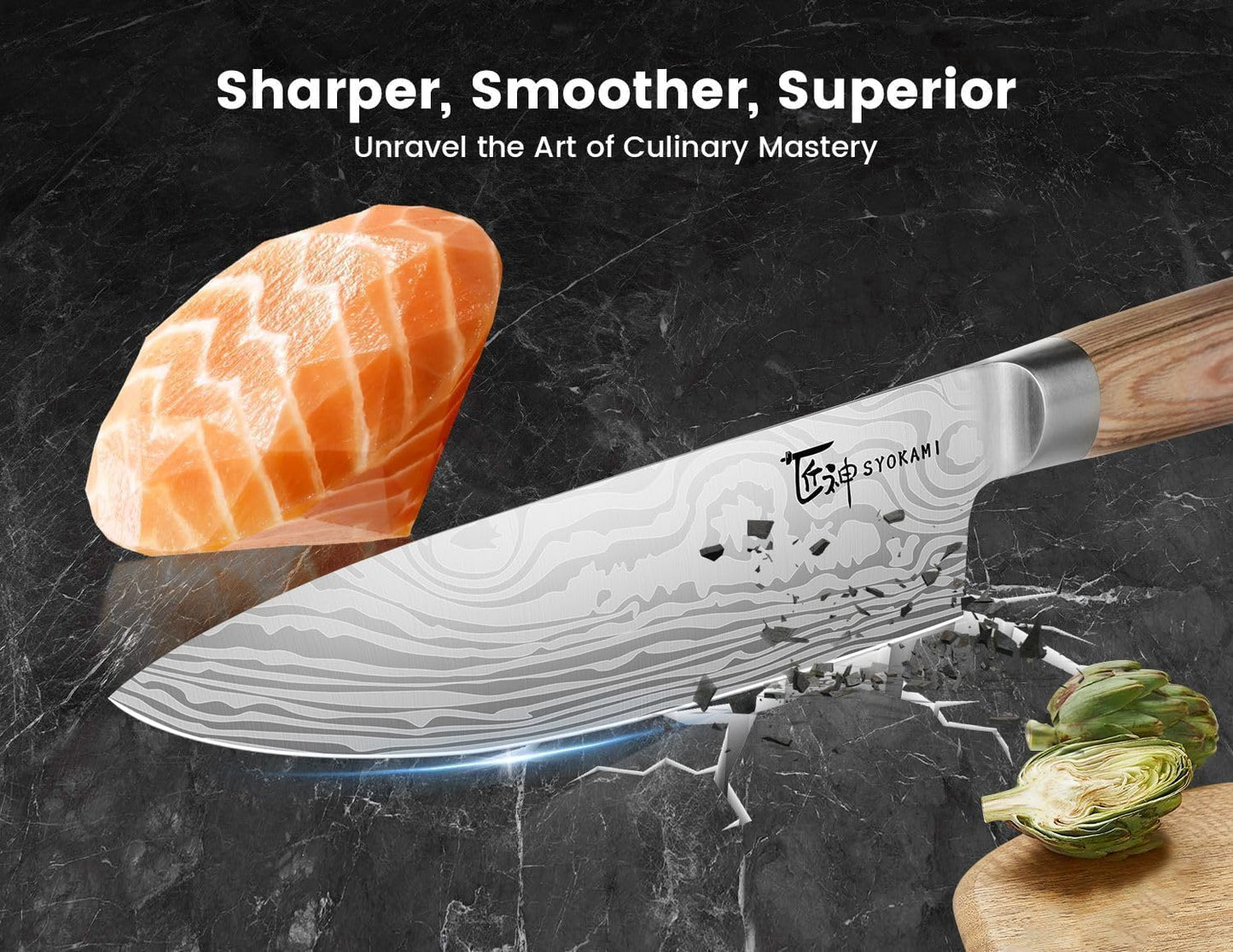 14pcs Chef Knife Set with Roll Bag, Professional Stainless Steel Japanese Knife Set with Pakkawood Handle for Professional Chef, Camping, Travel, BBQ, RV or Gift Beige