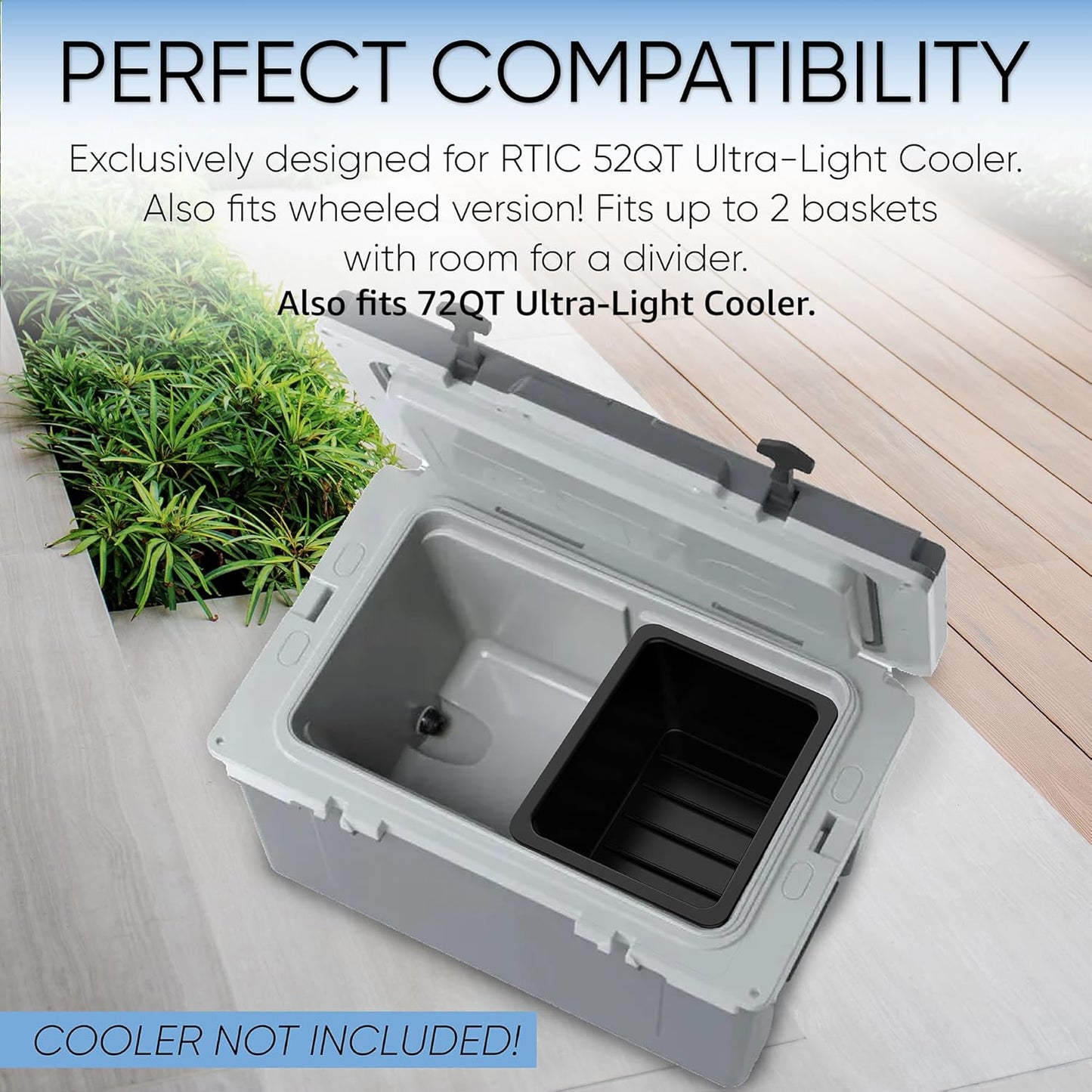 Jmoe USA Dry Basket for RTIC 52QT Ultra-Light Cooler | BPA-Free Tough Plastic | Specially Designed, Durable, Food-Safe | Storage Tray for Electronics, Utensils, Dry Goods, and More