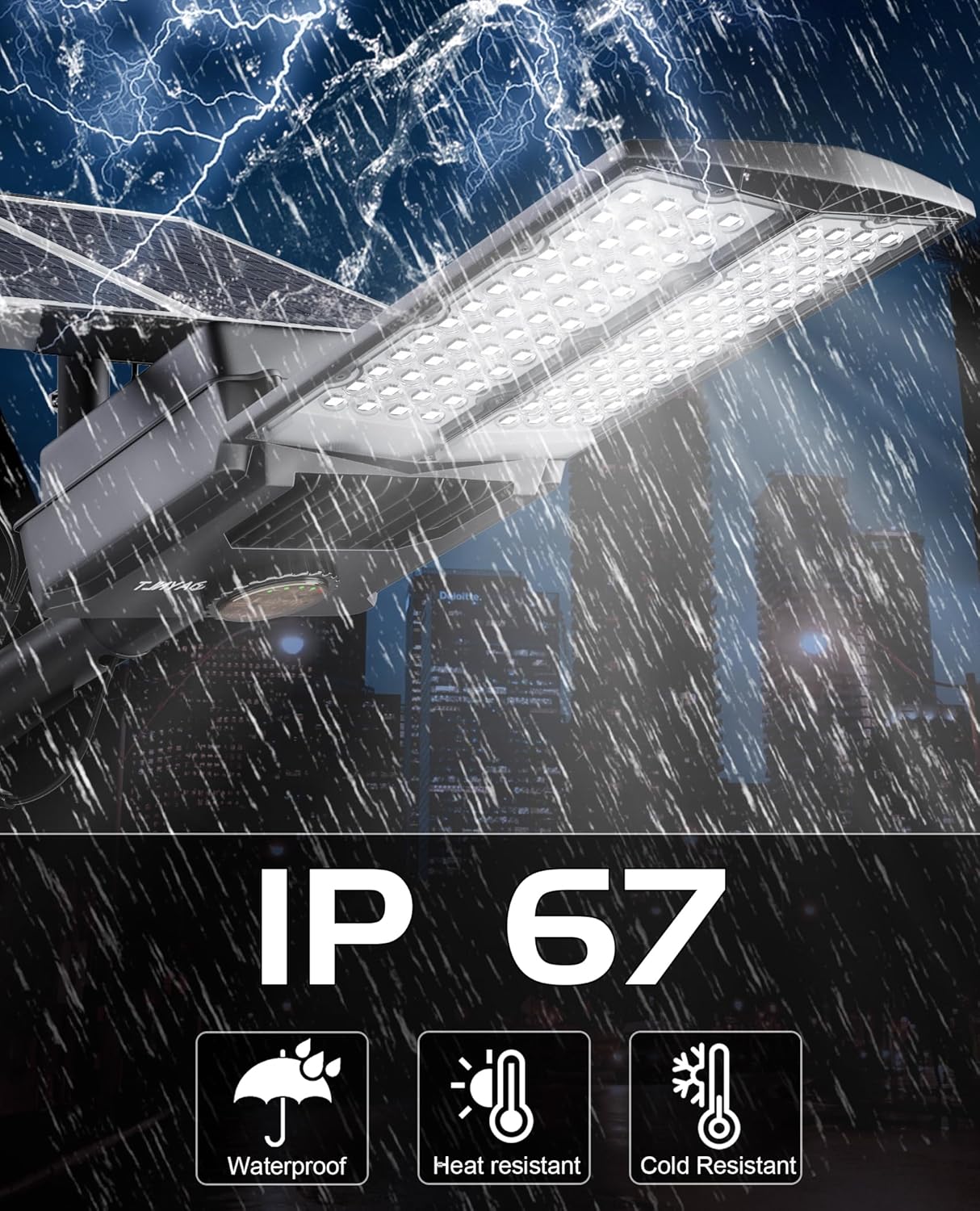 JAYNLT Y-10000W Solar Street Lights Outdoor,750000LM 6500K Bright Parking Lot Lights Commercial,Split Flood Lights Solar Powered,IP67 Waterproof Solar Security Lamps for Backyard,Driveway