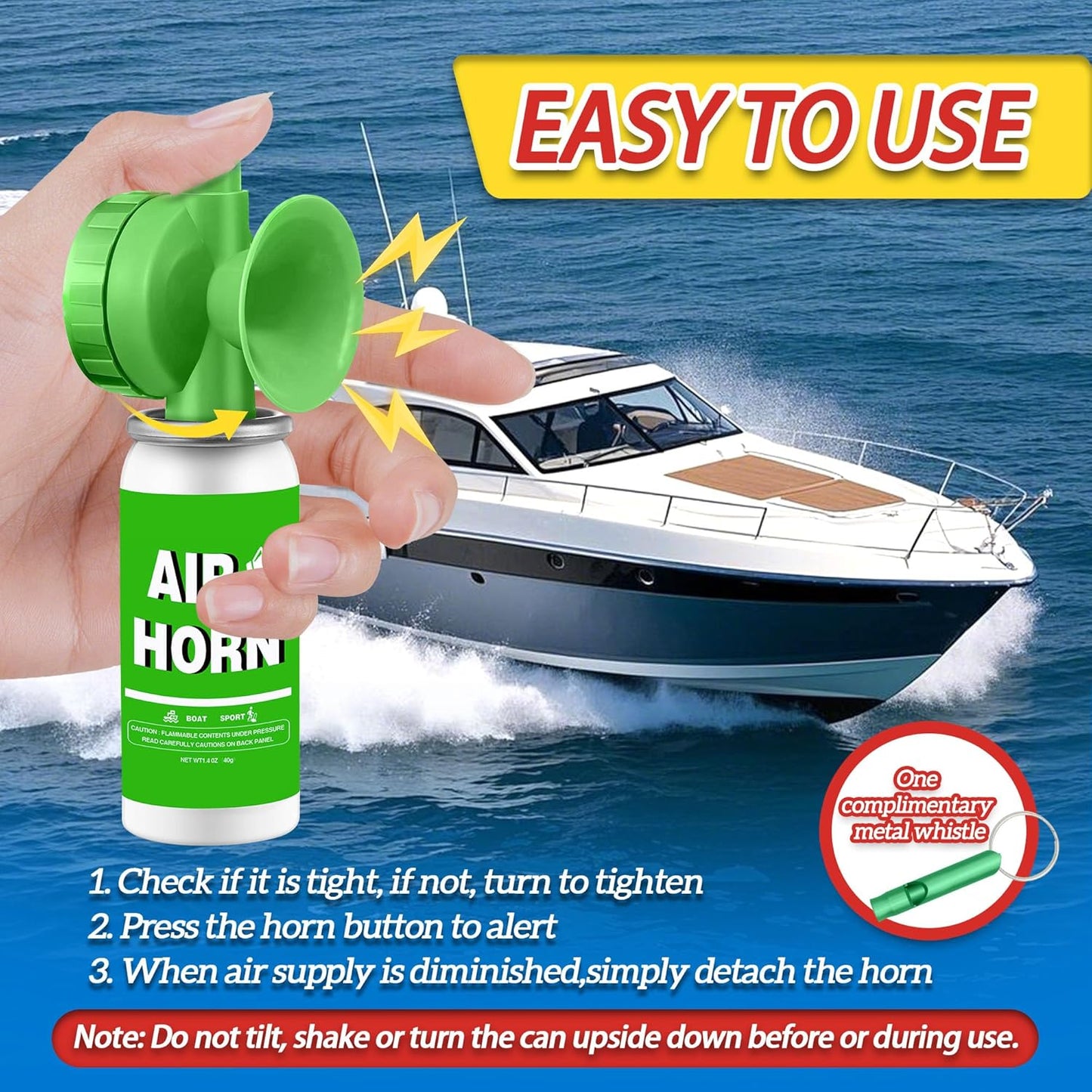 1.4oz Boat Air Horn,130DB Loud Mini Safety Bear Horn Can,Air Horns for Self Defense,Emergency,Sporting Events,Camping essentials,Green