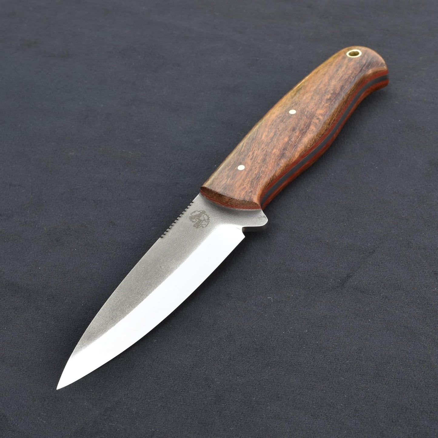 Knives Ranch Handmade Bushcraft Knife - Full Tang - SS 440C - 59 Hardness - Rosewood Handle - Genuine Leather Sheath (3092-SS-IRW)