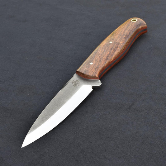 Knives Ranch Handmade Bushcraft Knife - Full Tang - SS 440C - 59 Hardness - Rosewood Handle - Genuine Leather Sheath (3092-SS-IRW)