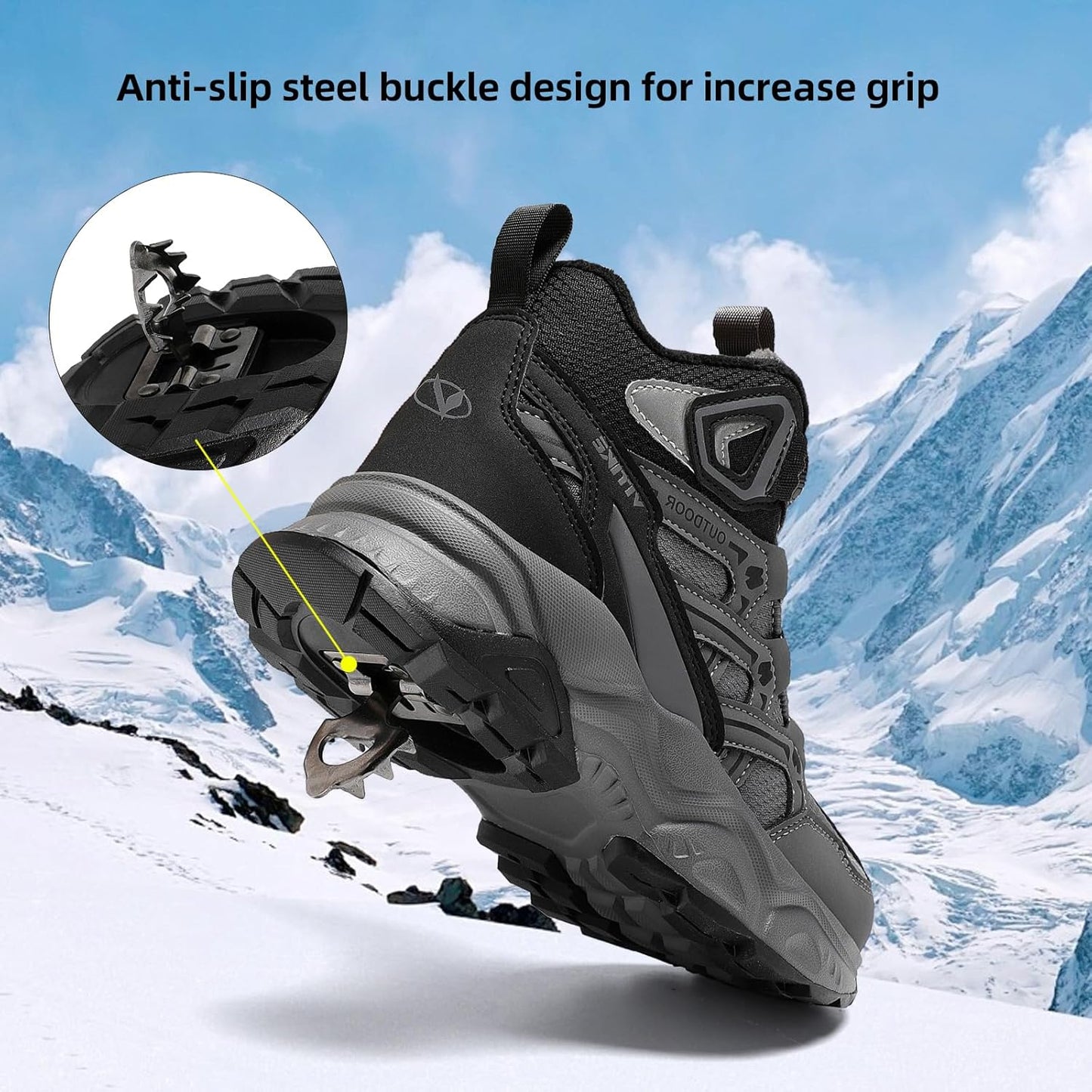 JMFCHI Kids Hiking Boots Boys Girls Outdoor Walking Climbing Sneaker Comfortable Non-slip Snow Shoes Hiker Boot Antiskid Steel Buckle Sole