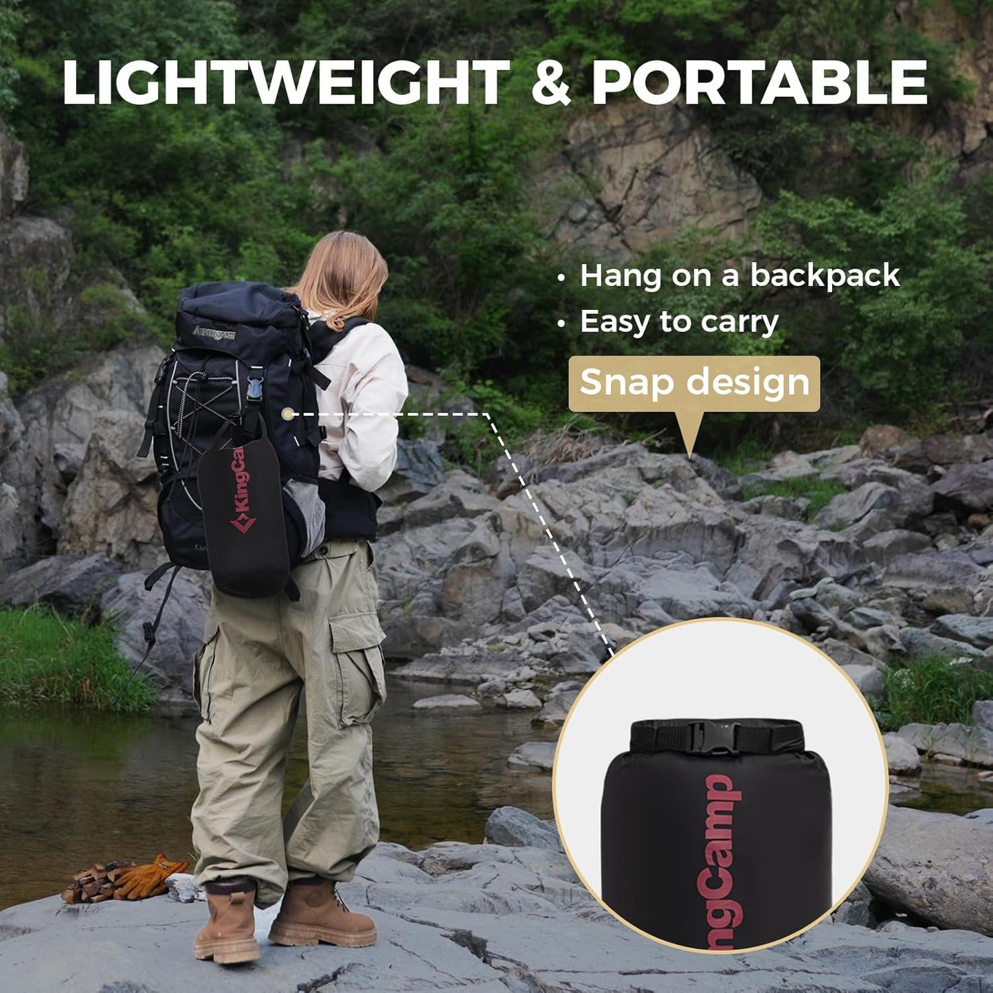 KingCamp Ultralight Camping Blanket, Packable Down Alternative Puffy Wearable Blankets Weatherproof Warm Package Quilt with Snap Buttons & Corner Loops for Outdoor Travel Stadium (69"L x 53"W, BLACK)