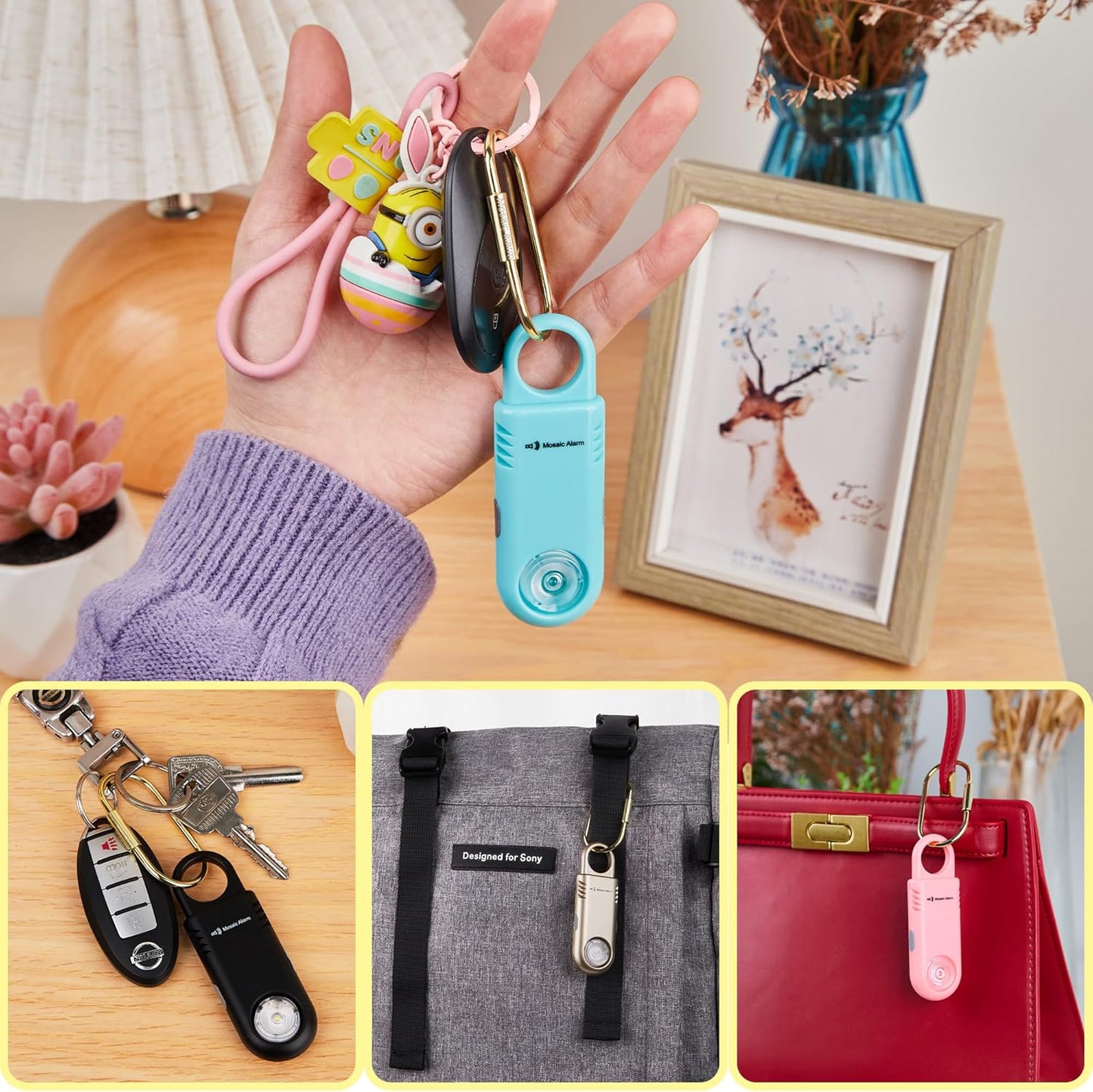 135dB Rechargeable Personal Safety Alarm Strobe Light Non Slip Grip Keychain Siren for Women Students. Flashlight Hiking Bear Alarm Emergency Mutual SOS Paging Alerts Loud Sound. Aqua