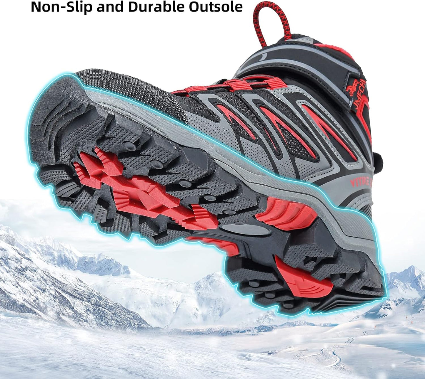 JMFCHI Kids Hiking Boots Boys Girls Outdoor Walking Climbing Sneaker Comfortable Non-slip Snow Shoes Hiker Boot Antiskid Steel Buckle Sole