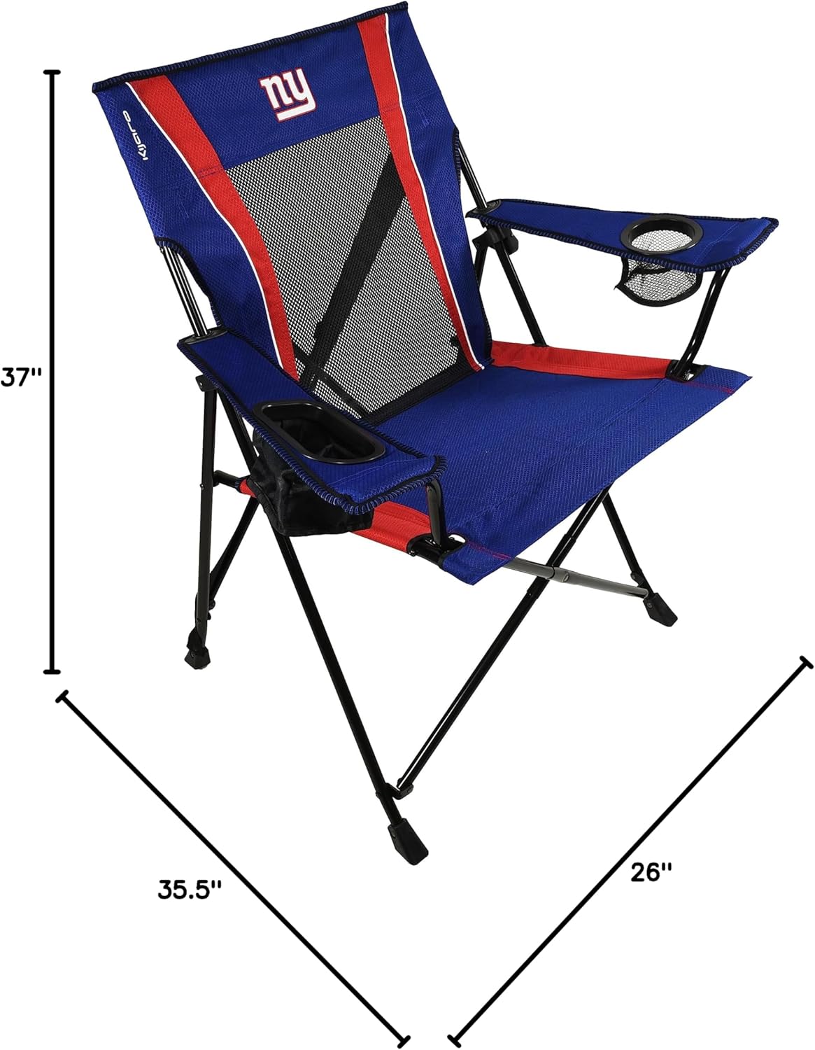 Kijaro Dual Lock Pro, NFL Sports Fan Foldign Chair, 26" L x 35.5" W x 37" H, New York Giants