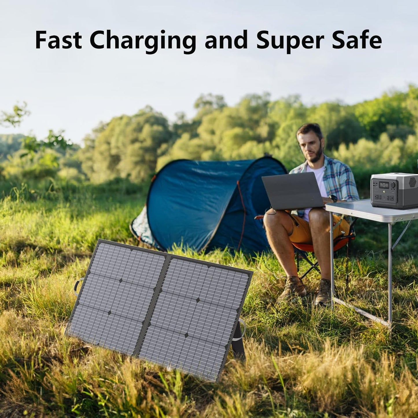 110W Portable Solar Panel, IP67 Waterproof Foldable 110 Watt Solar Charger, High 23.5% Efficiency for Outdoor Camping, Portable Power Station, RV