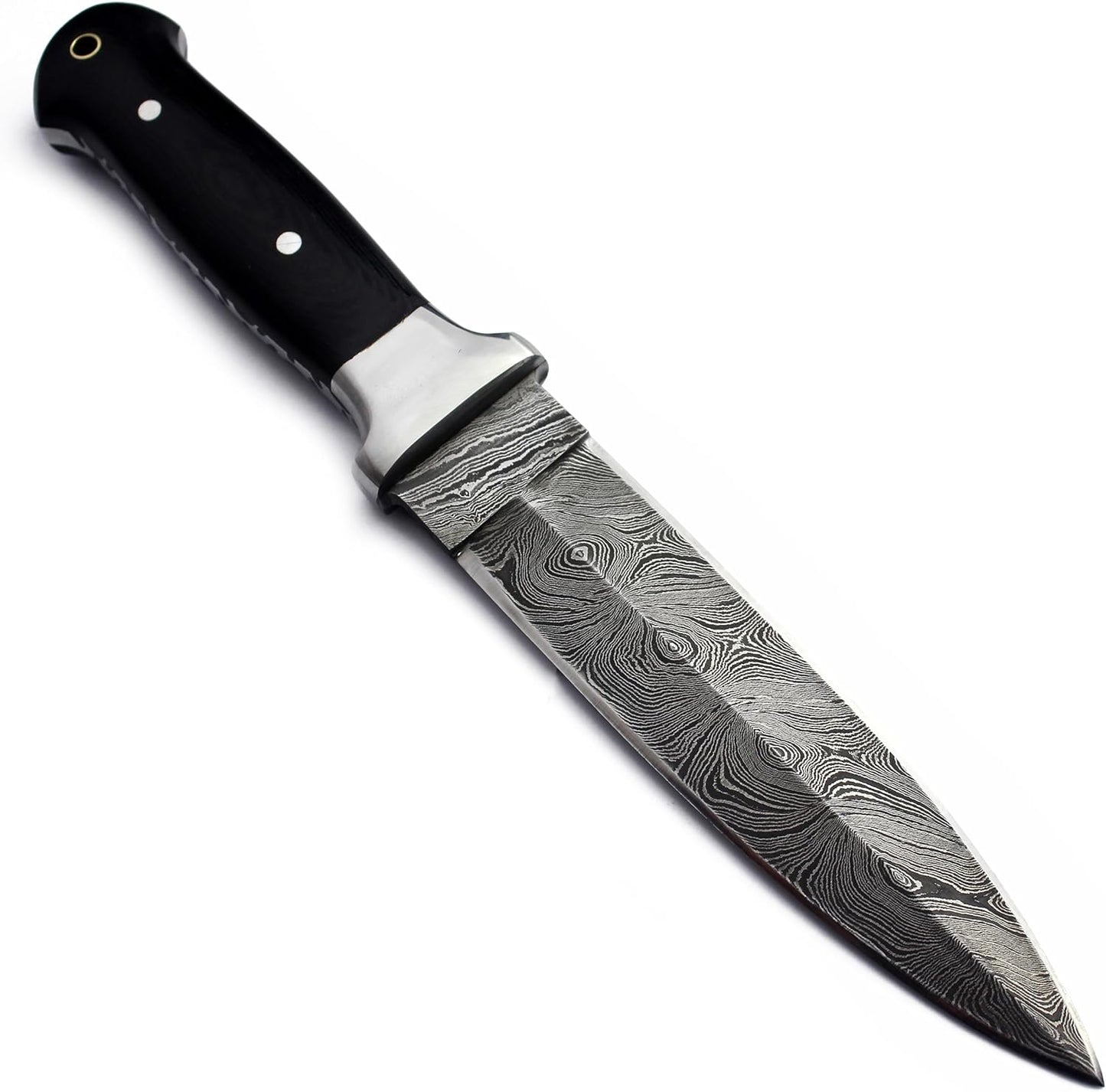 11" Handmade Damascus Steel Fixed Blade Knife – Ultimate Spear Point Dagger for Hunting, Survival, Camping, Hiking and Fishing – Full Tang Micarta Handle with Premium Cowhide Leather Sheath (DCX 22-58) (Eclipse Spear)
