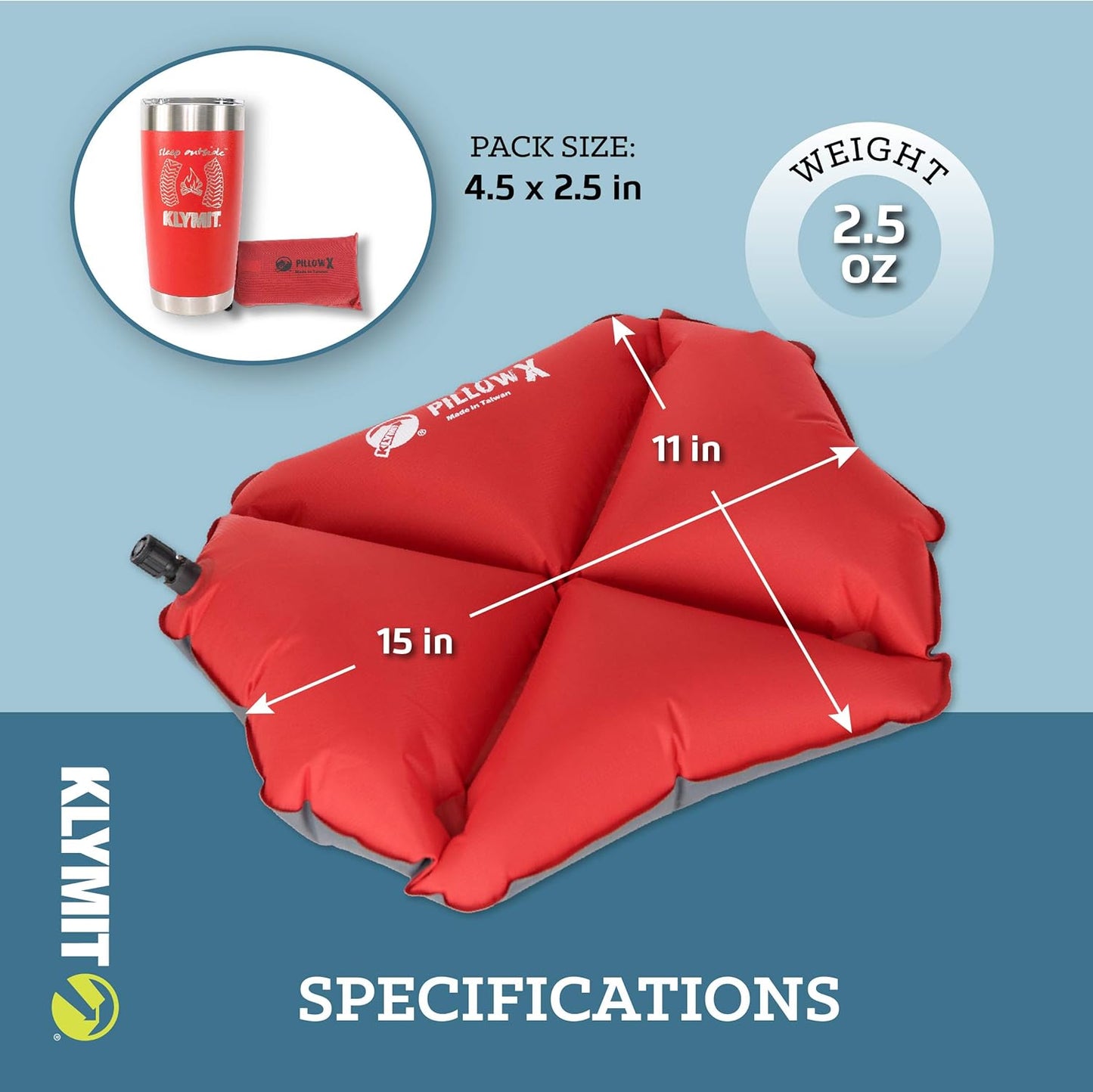 Klymit Pillow X Inflatable Camp & Travel Pillow