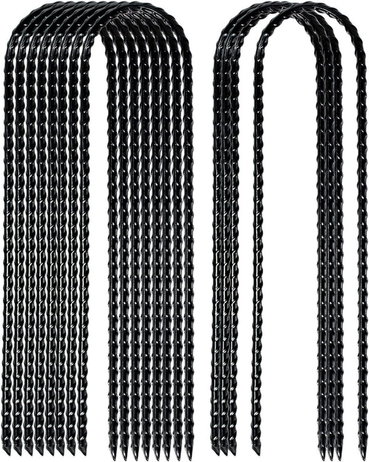 10"x2" Trampolines Wind Stakes Heavy Duty U Shape Galvanized Steel Trampoline Stakes Ground Anchors with Sharp End for Camping Tent, Garden Staples, Trampoline Pins (24)