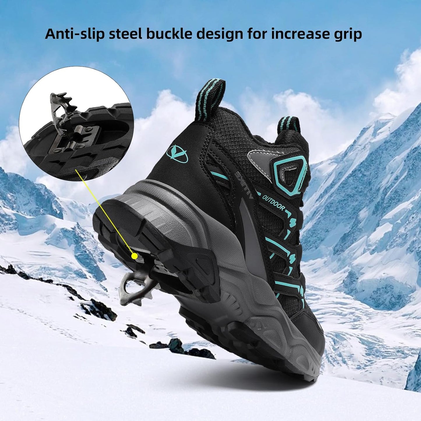 JMFCHI Kids Hiking Boots Boys Girls Outdoor Walking Climbing Sneaker Comfortable Non-slip Snow Shoes Hiker Boot Antiskid Steel Buckle Sole