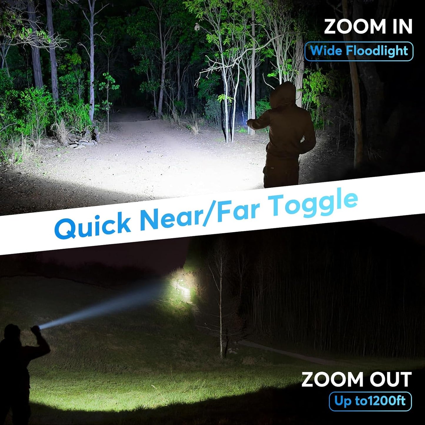 JIJ 2 Pack Rechargeable Flashlights High Lumens, 7 Modes LED Flashlight with IP67 Waterproof, Adjustable Handheld Tactical Flashlight for Camping, Home Emergency, Outdoor