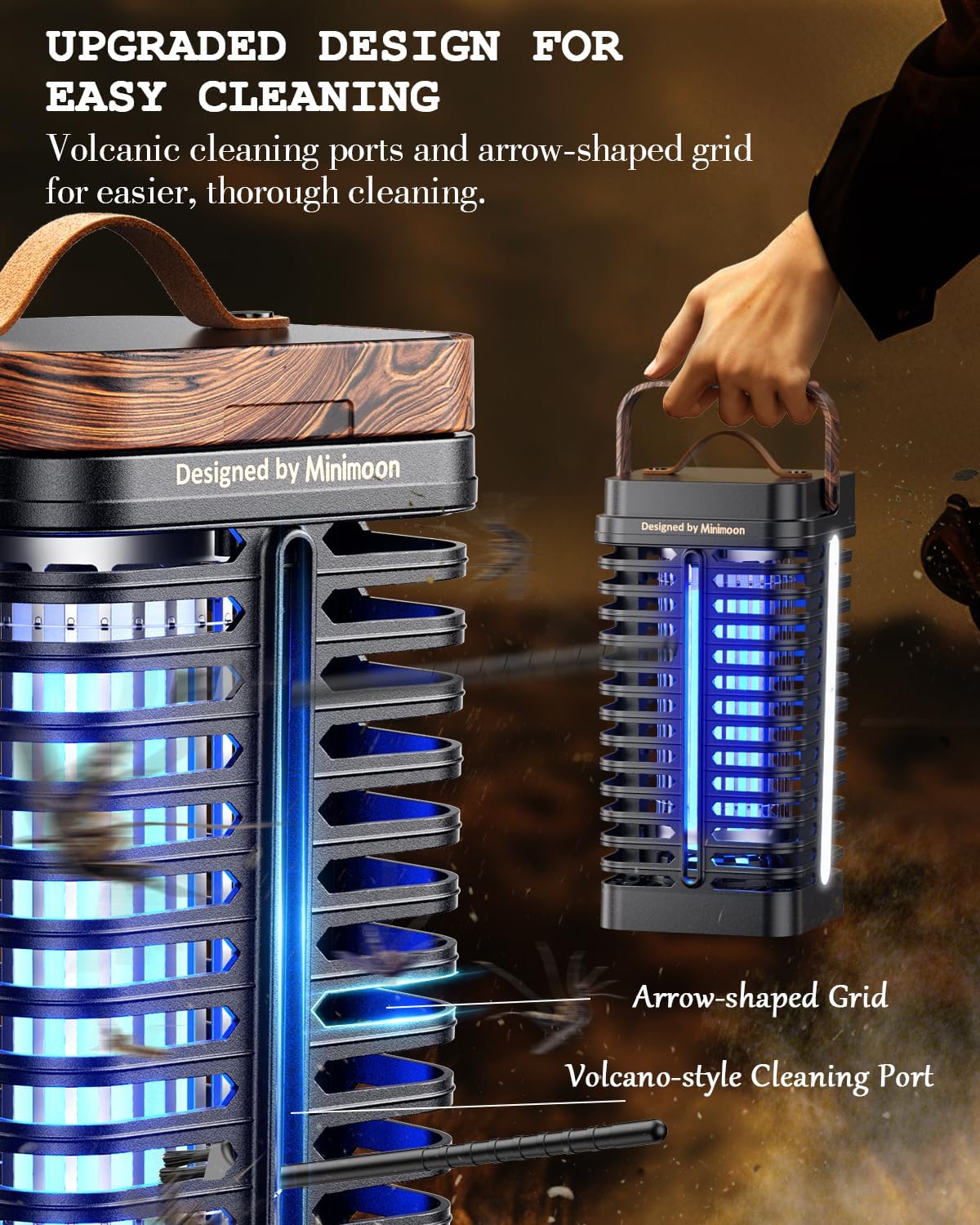 Minimoon Bug Zapper Outdoor with Dual LED Lights, 15W Mosquito Zapper 4200V Electric Fly Trap, Western Theme, IPX4 Waterproof, 5.9 Ft Cord, Fly Zapper for Backyard, Patio, Indoor