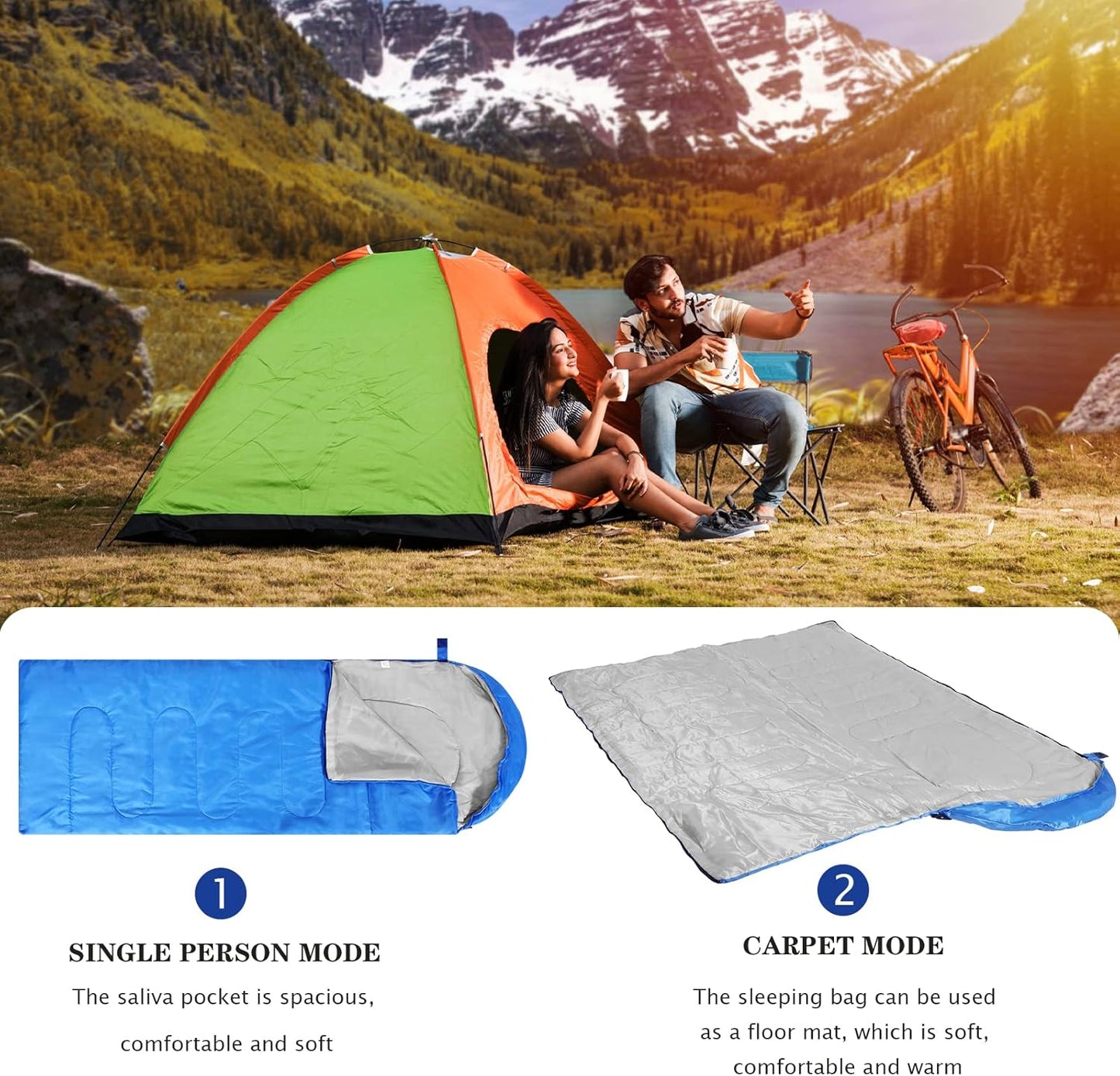 Junkin 12 Pcs Camping Sleeping Bag Bulk for Adults Homeless 4 Seasons Cold Warm Weather Sleeping Bags Waterproof Lightweight with Compression Sack for Hiking Travel Outdoor (Multicolor)