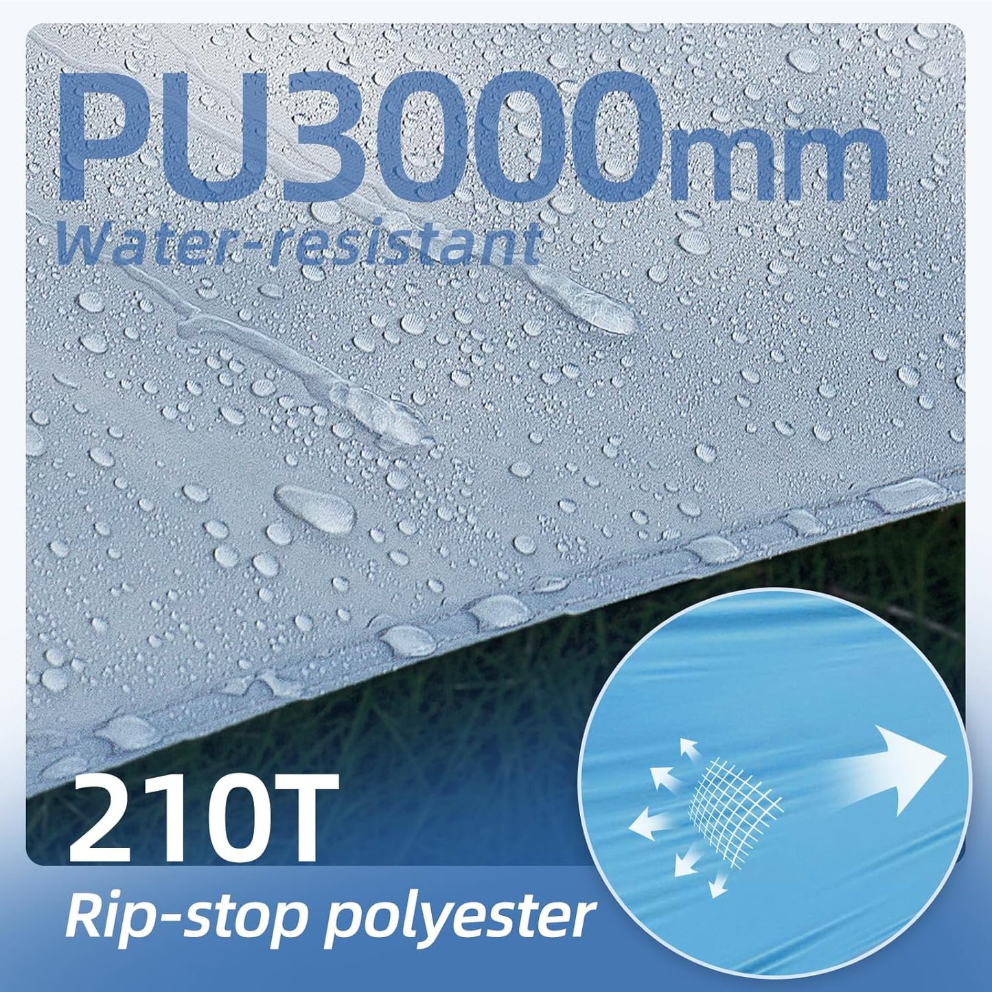 12X14FT Camping Tarp with 2 Poles, UV UPF50+ Lightweight Car Awning Sun Shelter, PU3000 Waterproof Tarp for Camping, Hiking and Backpacking Trips